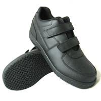 230-5.5W Women's Hook and Loop Closure Shoes - Comfortable Black Slip-On Sneakers for Walking, Work & Casual Wear
