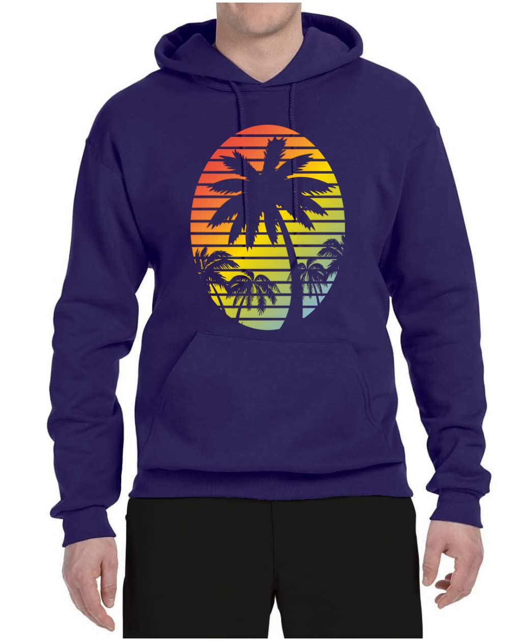 Wild Bobby Tropical Palm Trees Sunset Graphic Hoodie - Unisex Casual Pullover Sweatshirt for Beach Vacation & Streetwear Fashion