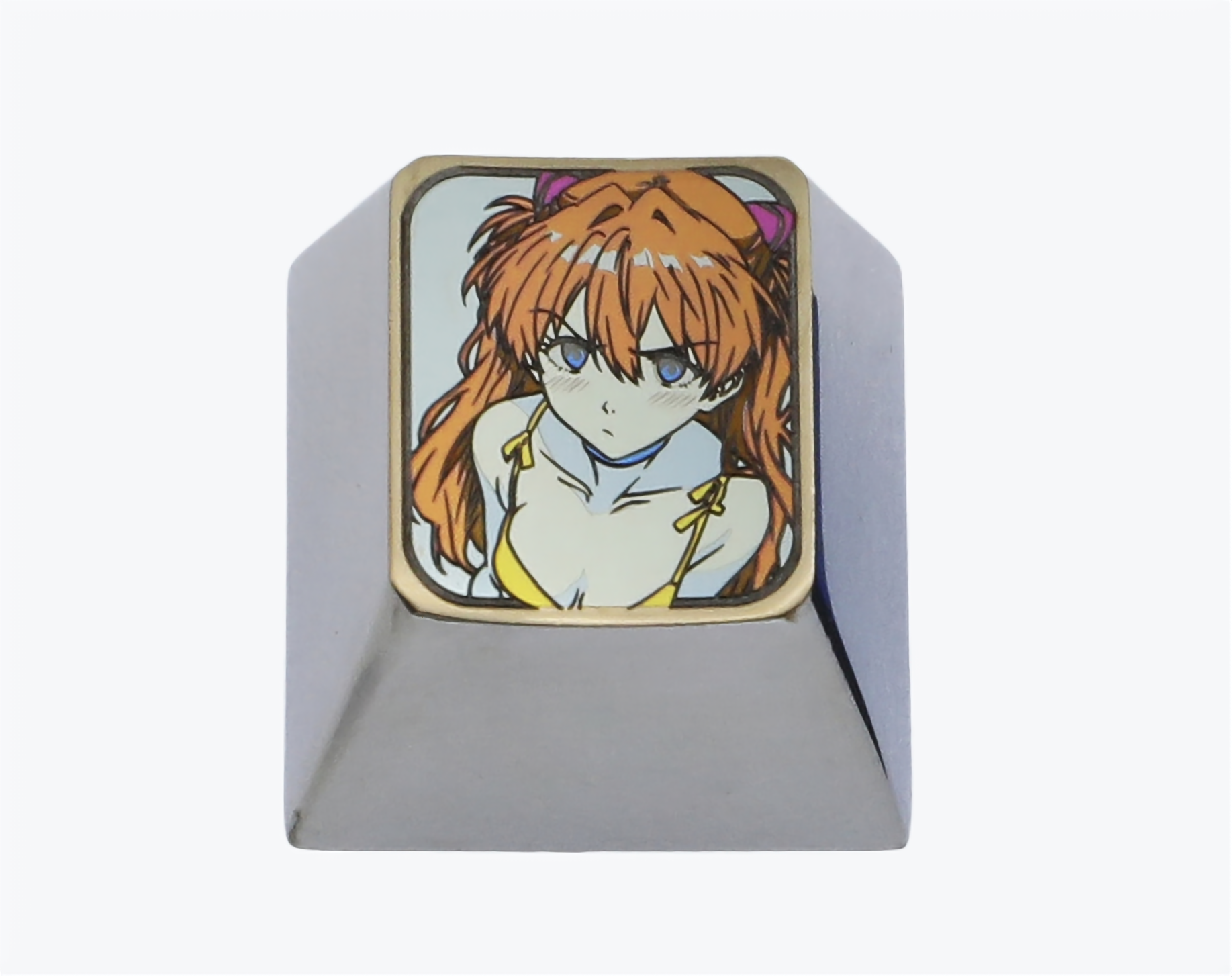 Angry Asuka EVA Themed Titanium Alloy 1U Mechanical Keyboard Keycaps - Perfect for Gaming & Custom Keyboard Builds