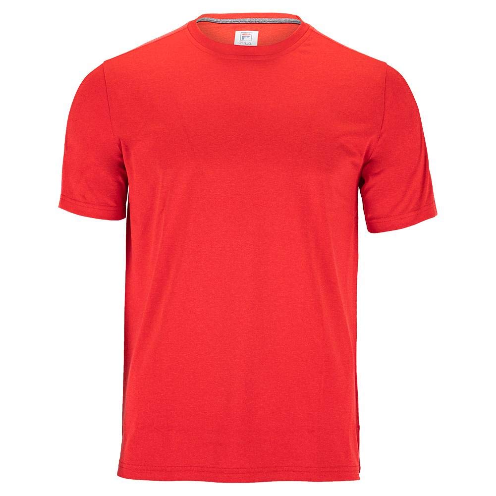 Fila Legend Heathered Mesh Crewneck Sweatshirt for Men - Soft Cotton Blend, Comfort Fit, Vintage Style (Red) - Perfect for Casual Wear, Gym, and Street Fashion