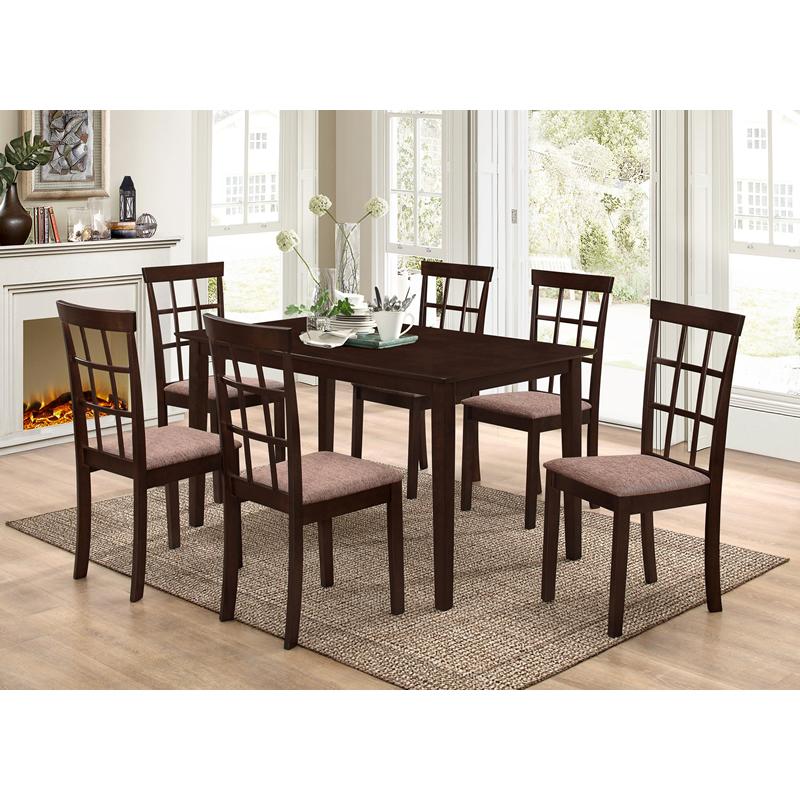 IFDC 7-Piece Dining Room Set T1048 & C1010 - Modern Table & Chairs for Family Meals & Entertaining