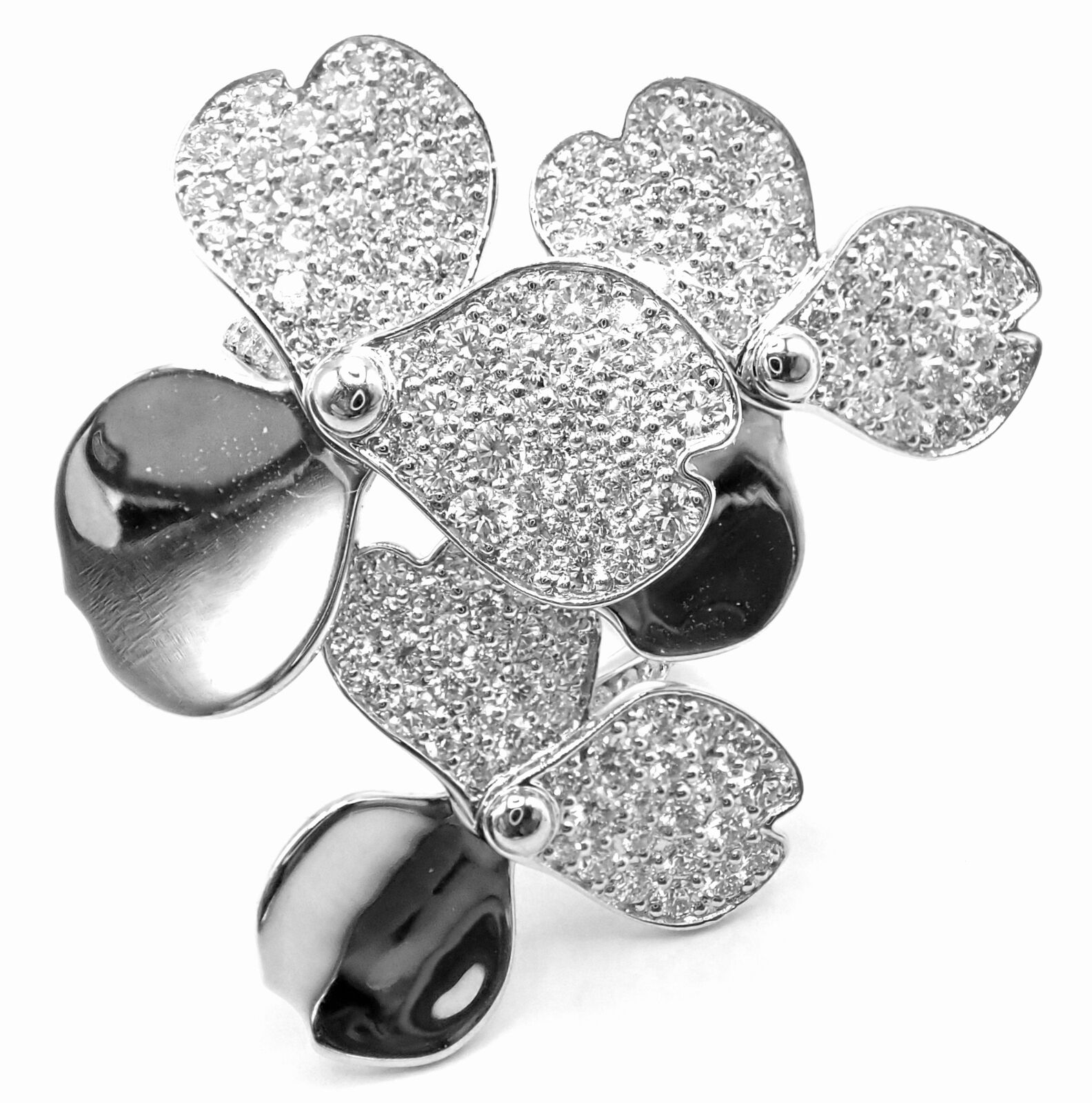 Authentic Tiffany & Co Platinum Diamond Paper Flowers Ring - Elegant Statement Jewelry for Weddings, Anniversaries & Special Occasions