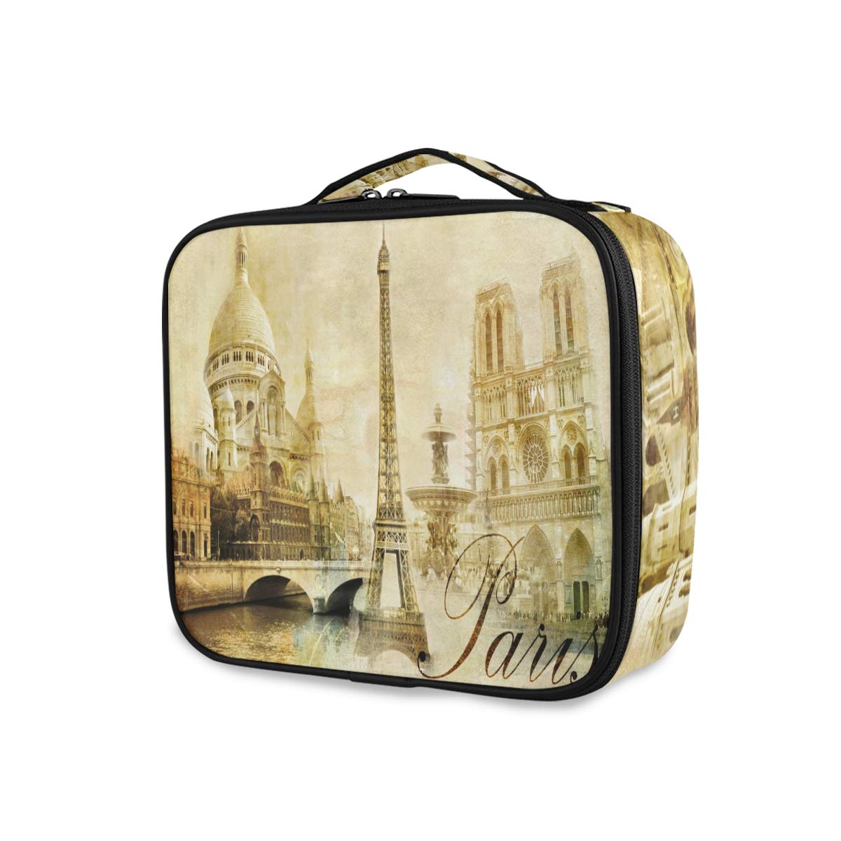 Vintage Paris Makeup Bag - Waterproof Cosmetic & Toiletry Travel Organizer Case for Women | Perfect for Travel, Gym, and Daily Essentials Storage