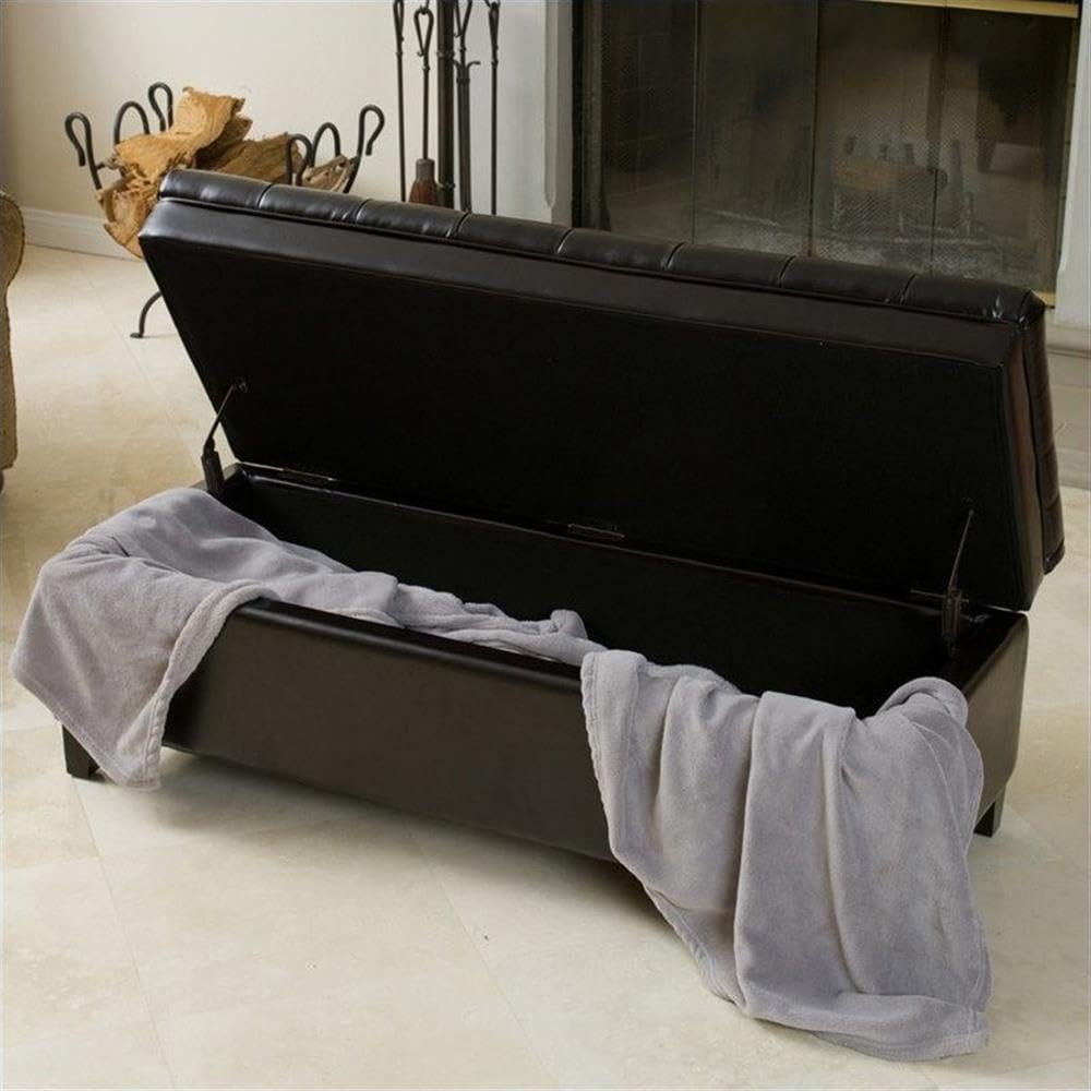 Noble House Spencer Storage Ottoman in Espresso Brown - Lift Top Coffee Table Bench with Hidden Storage for Living Room, Bedroom & Entryway
