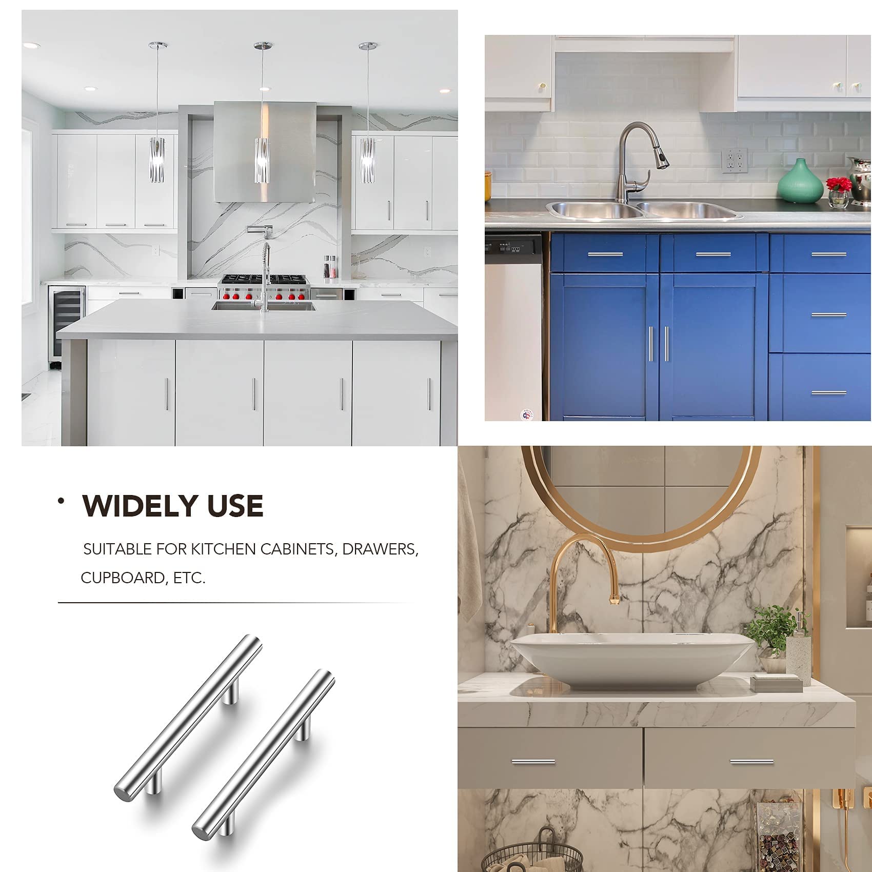 Ravinte 25 Pack Brushed Nickel Cabinet Handles - 3 Inch Hole Center Kitchen Cabinet Pulls, Durable Drawer & Cupboard Hardware for Modern Home, Office, and RV Cabinets