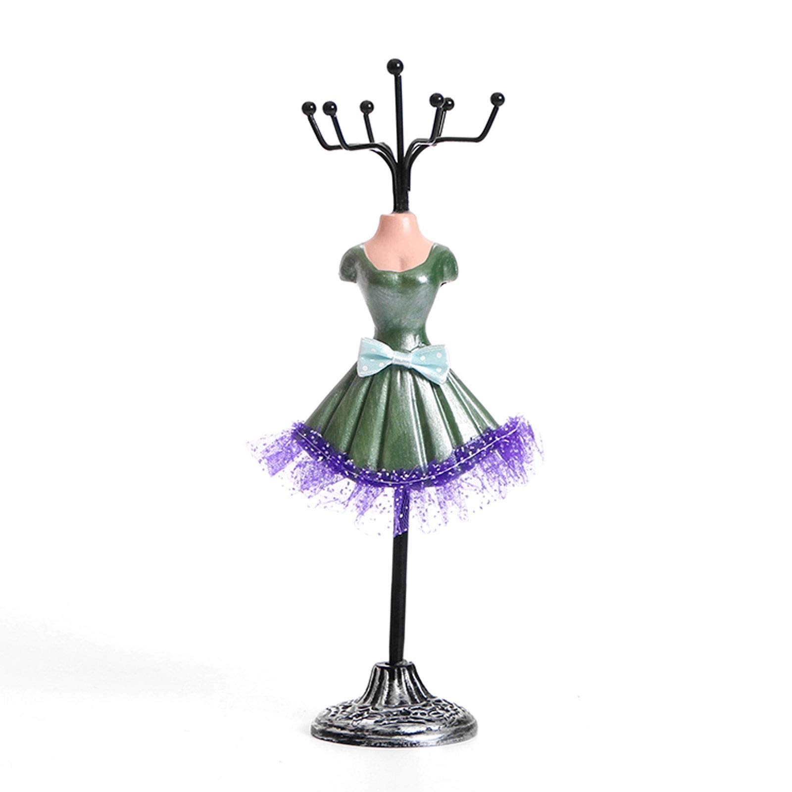9.8 Inch Jewelry Display Stand - Necklace & Earring Holder with Resin Princess Dress Design, Jewelry Hanger Tower Rack for Women & Girls (Perfect for Boutique Displays, Wedding Jewelry Organization & Bedroom Decor)