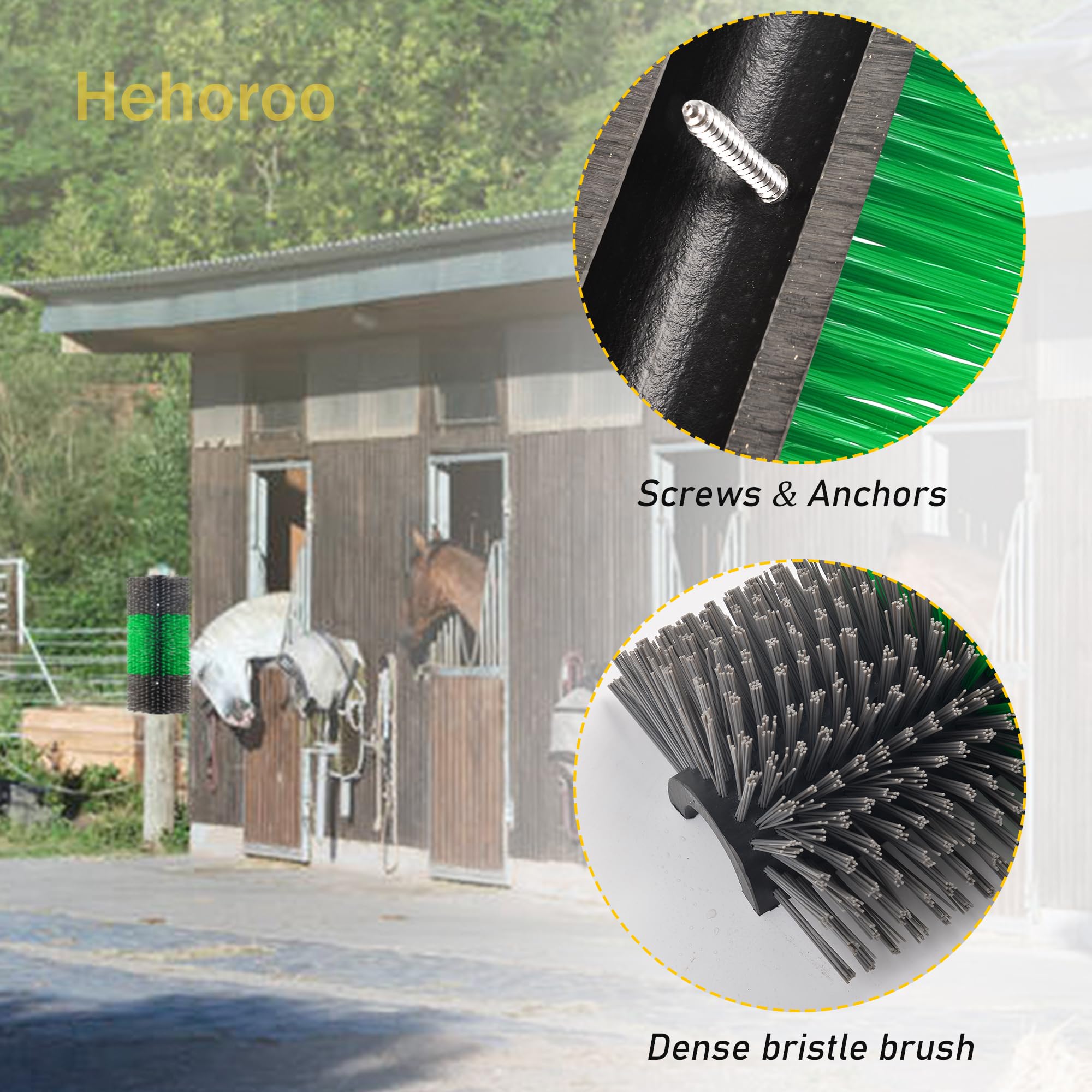 2PCS Livestock Scratch Brushes for Horses, Cattle, Pigs & Sheep - Anti-Itch Grooming Tool for Animal Comfort - Relieve Back Itching & Skin Irritation - Durable Green Farm Brush for Daily Use in Barns & Pastures