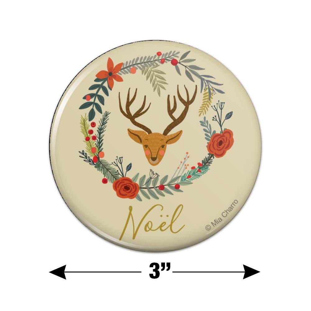 Christmas Noel Deer in Wreath Fridge Magnet - Holiday Kitchen Decor for Refrigerator, Locker & Office - Festive Gift for Home & Christmas Decorations