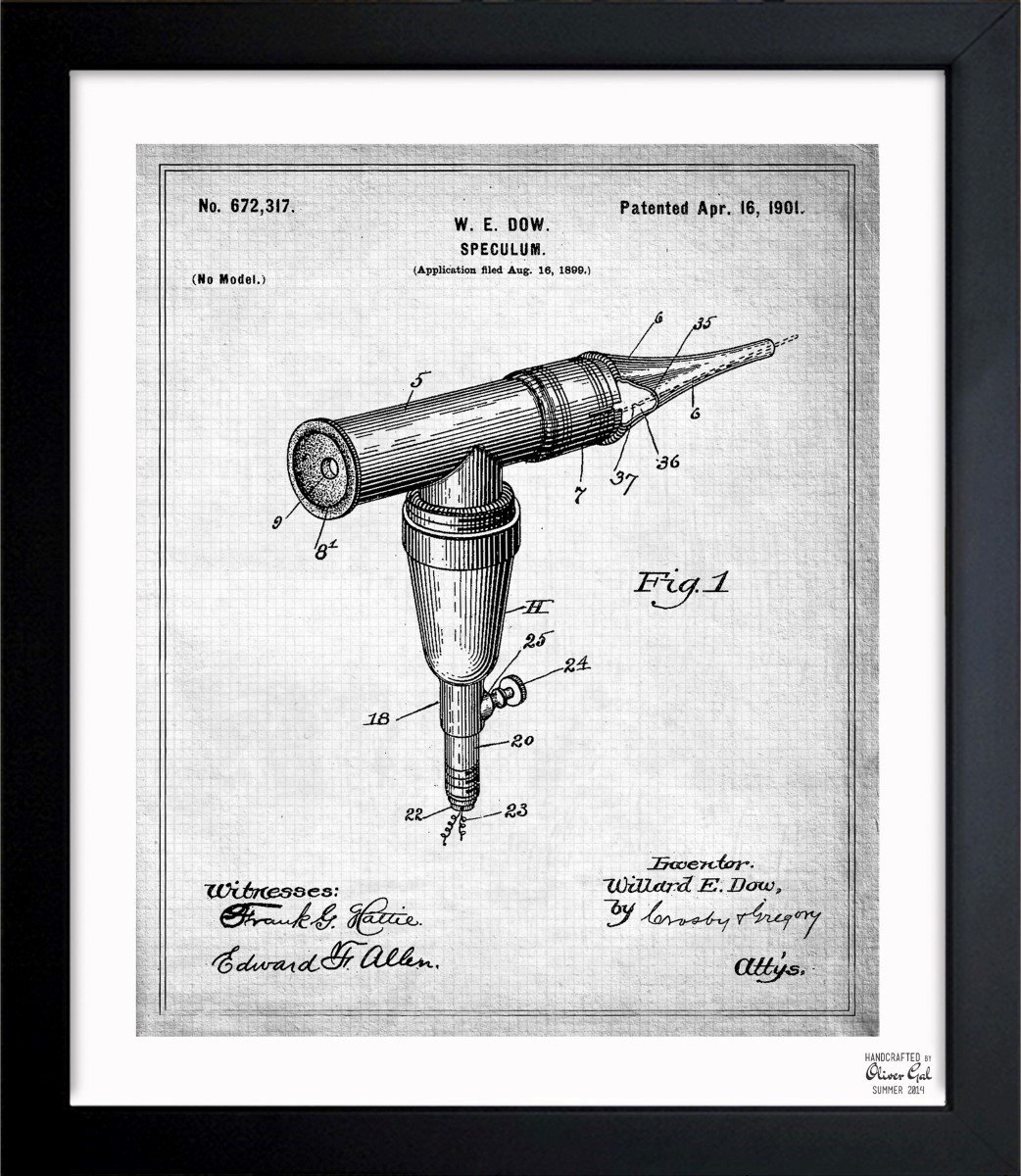 Vintage Otoscope 1901 Blueprint Wall Art - 26x32 Inch Framed Medical Decor Print by Oliver Gal, Ready to Hang for Home & Office | Perfect for Doctor's Office, Clinic Waiting Room & Medical Themed Interior Design