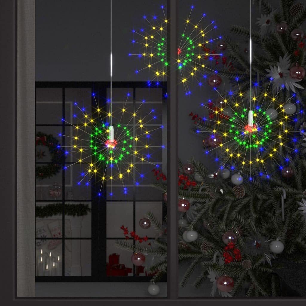 Aisifx Outdoor Christmas Firework Lights - 10 Pack Multicolor 1400 LED String Lights (7.9 Inch) for Holiday Decorations, Parties, and Outdoor Lighting