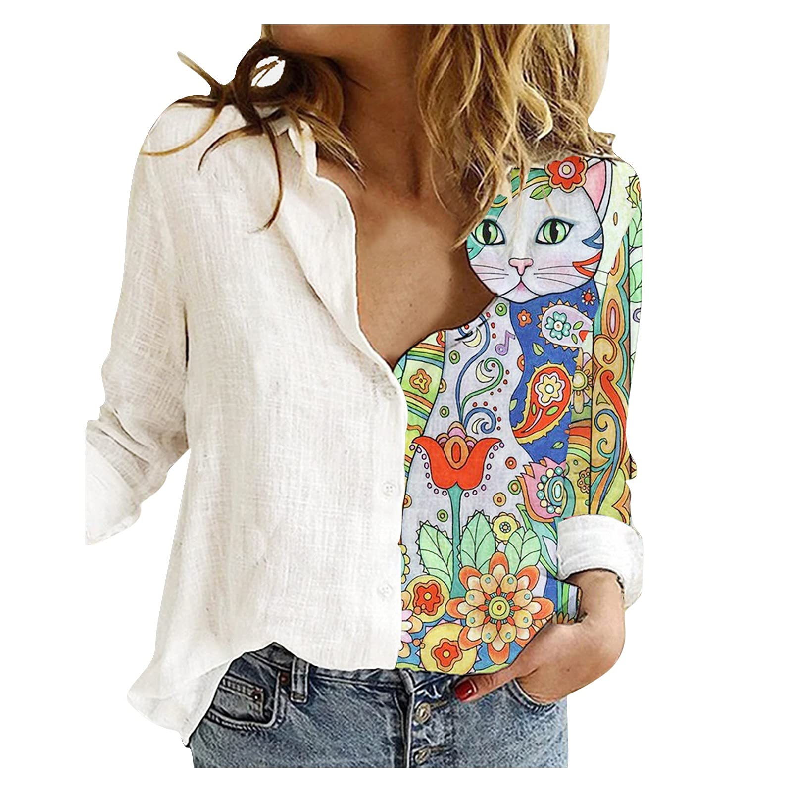 Women's Long Sleeve Tunic Tops - Business Casual Blouse with Pattern Print, V-Neck Dressy Casual Shirt | Perfect for Office Wear, Date Night & Everyday Outfits