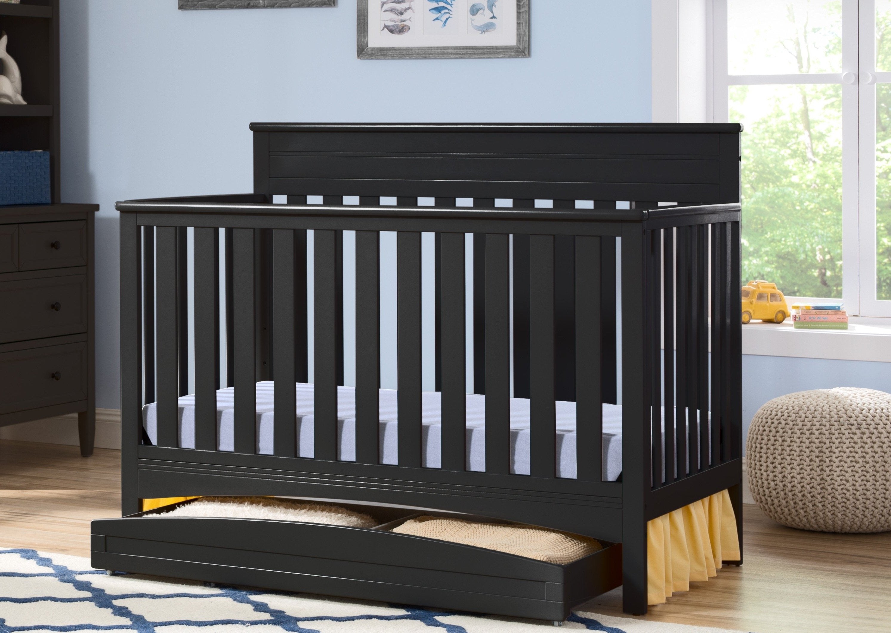 Fabio 4-in-1 Convertible Baby Crib - Toddler Bed, Daybed & Full-Size Bed Frame - Safe & Stylish Nursery Furniture for Boys & Girls - Perfect for Newborns to Teens Bedroom Decor