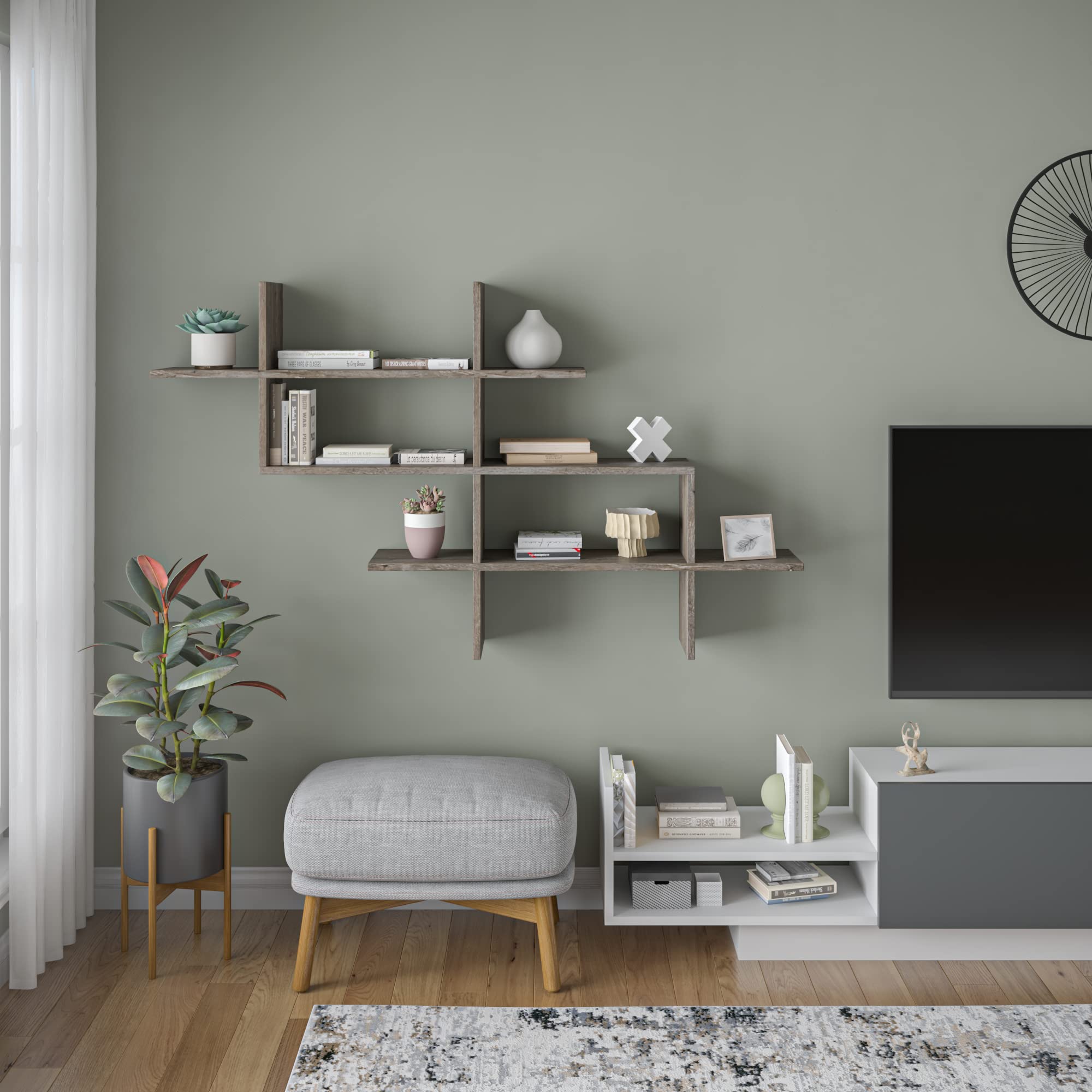 Modern Dark Brown Wall Shelf 32.5