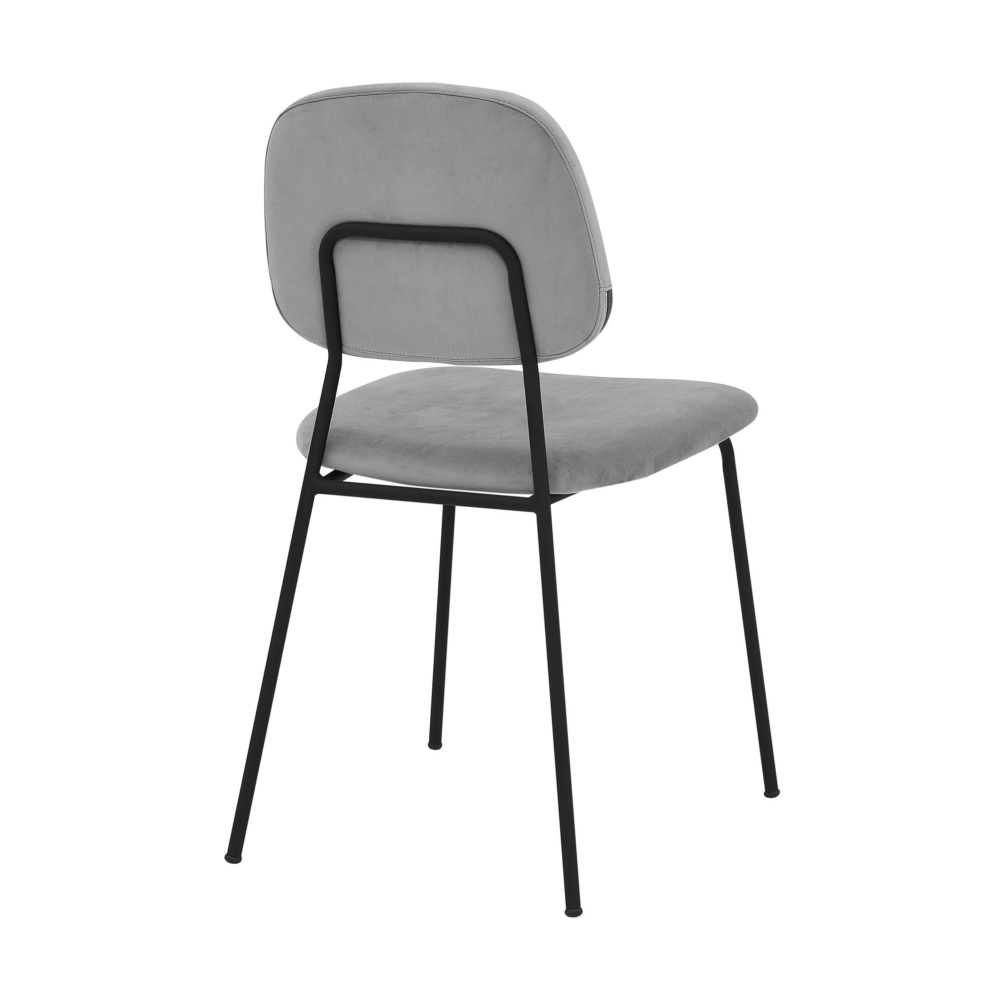 Armen Living Lucy Modern Dining Room Chairs Set of 2 - Grey Velvet Upholstered Side Chairs for Kitchen, Dining Table, Breakfast Nook & Home Decor