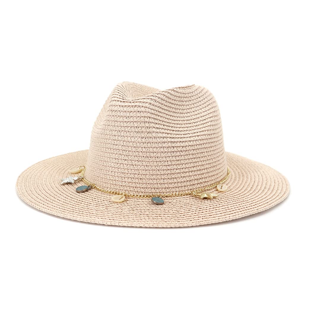 Breathable Straw Sun Hat for Women - Fashionable Wide Brim Panama Hat for Summer, Vacation, Travel & Beach - Pink Sun Cap for Outdoor Activities, Gardening and Poolside Relaxation