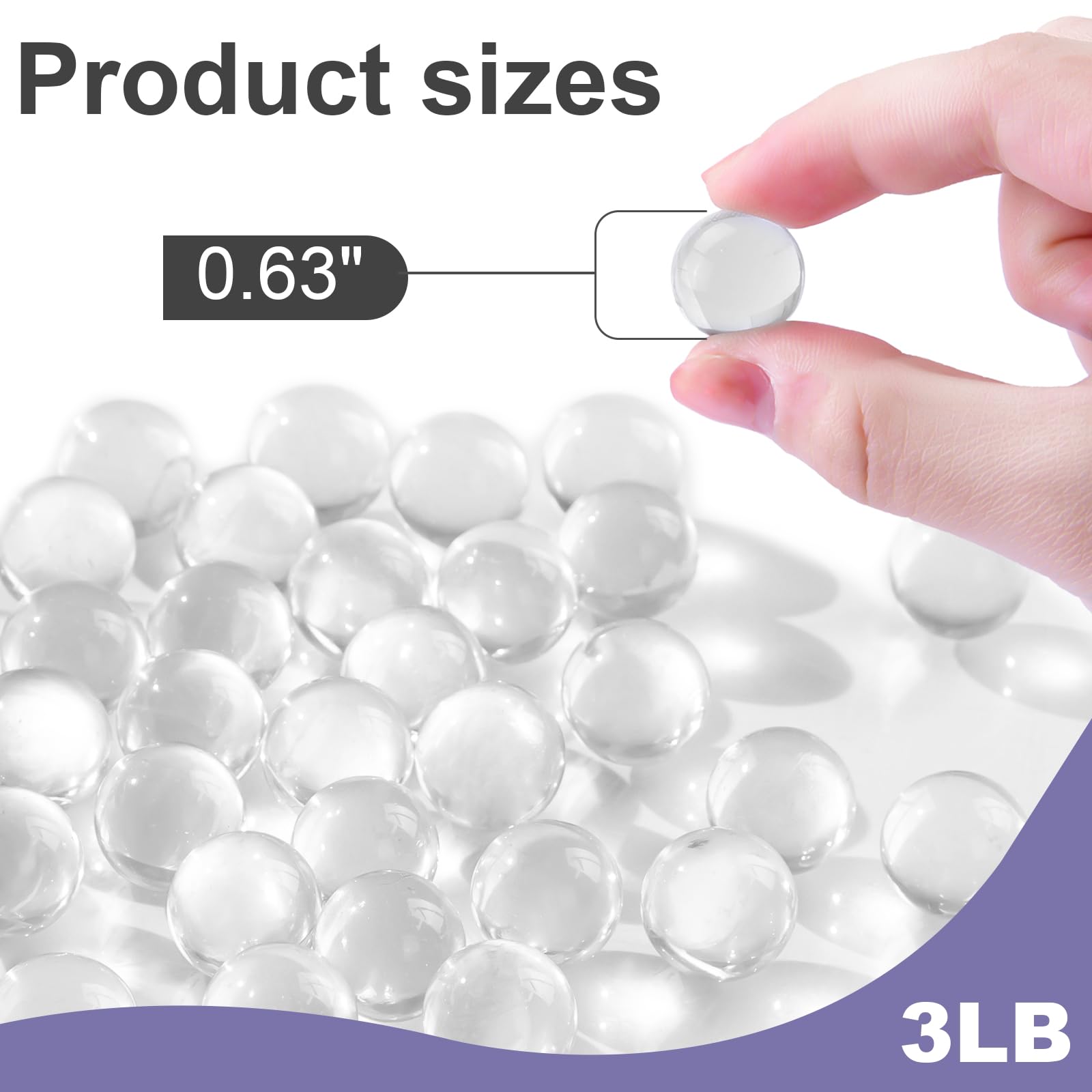 FUTUREPLUSX 3LB Clear Glass Marbles Bulk - 240PCS 0.63 Inch Round Vase Fillers for Home Decor, Kids Crafts, Games & DIY Projects - Perfect for Floral Arrangements, Aquariums, and Sensory Play