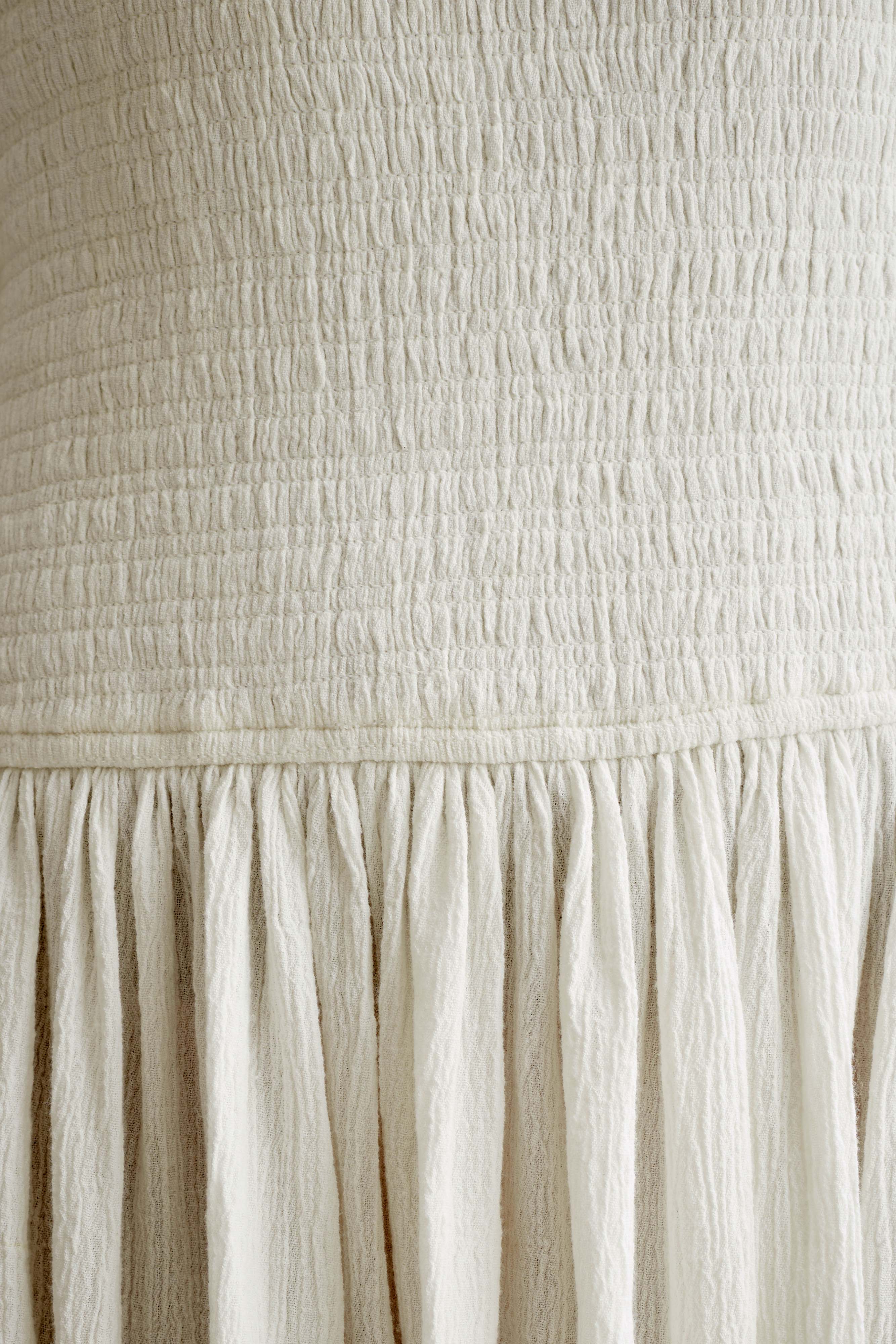 Maureen Cotton Shirring Maxi Dress in Ivory - Perfect for Summer Beach Vacations & Boho Chic Outfits