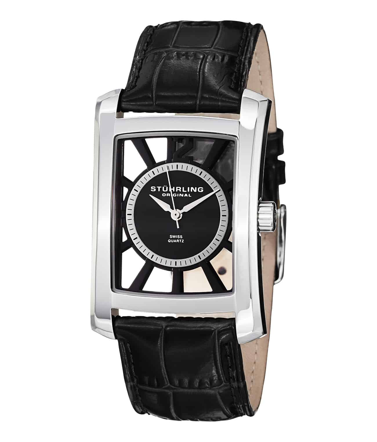 Black Dial / Silver Case / Black Leather Strap Tang Buckle