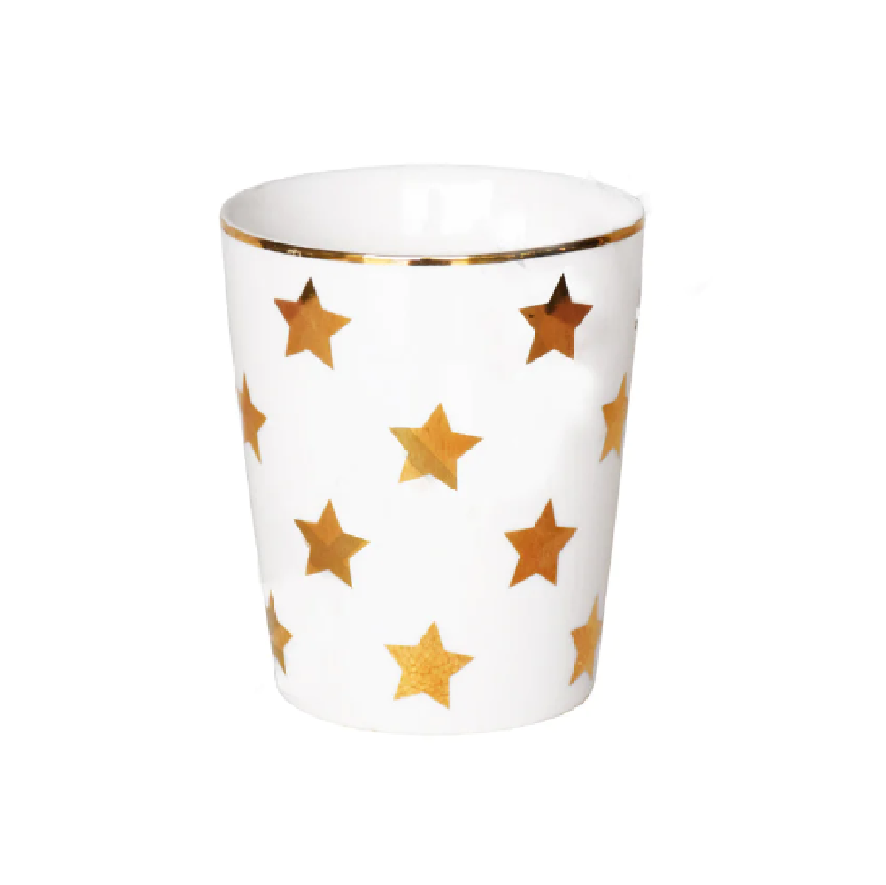 Ms Etoile Ceramic Coffee Mug - 12oz White Cup with Gold Star Design, Perfect for Home, Office & Gift Giving