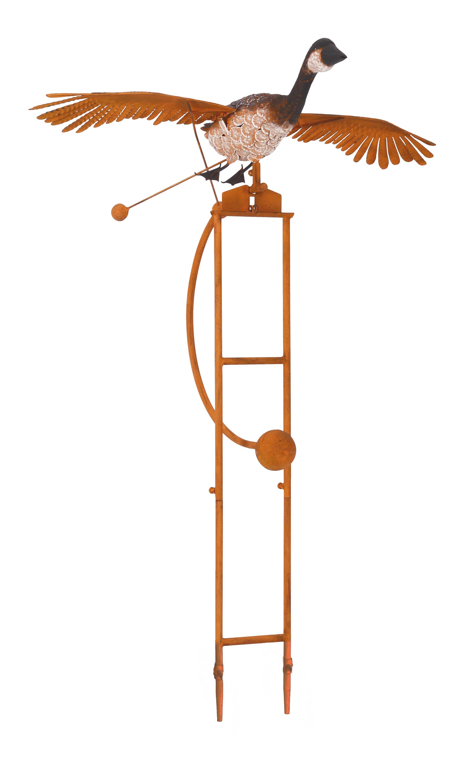 Rustic Flying Goose Kinetic Wind Sculpture - Outdoor Garden Stake & Yard Art for Patio Decoration | Handcrafted Metal Wind Spinner for Backyard, Lawn & Garden Decor
