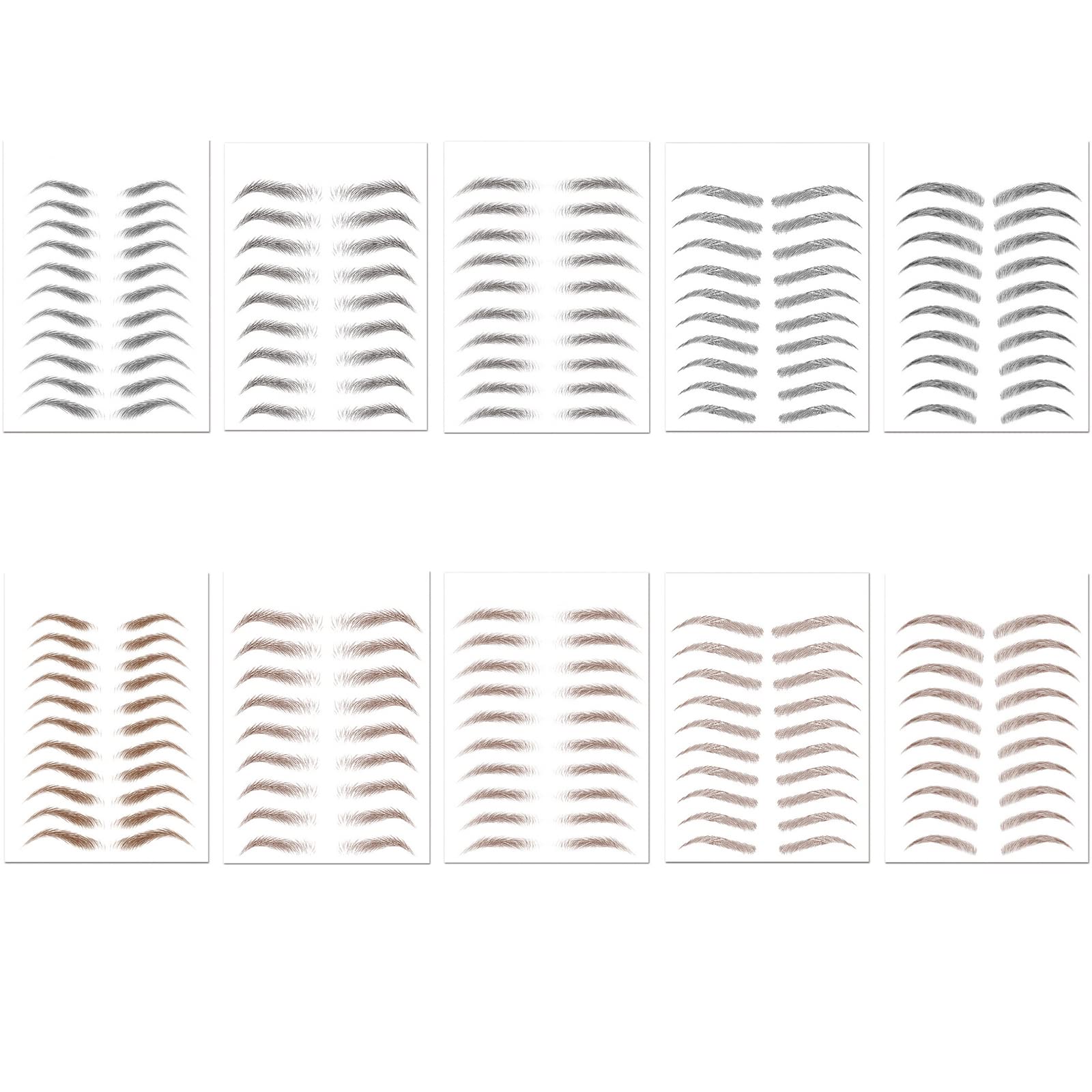 Nirbffo Waterproof Eyebrow Tattoo Stickers - 10 Sheets Natural Look for Daily Makeup