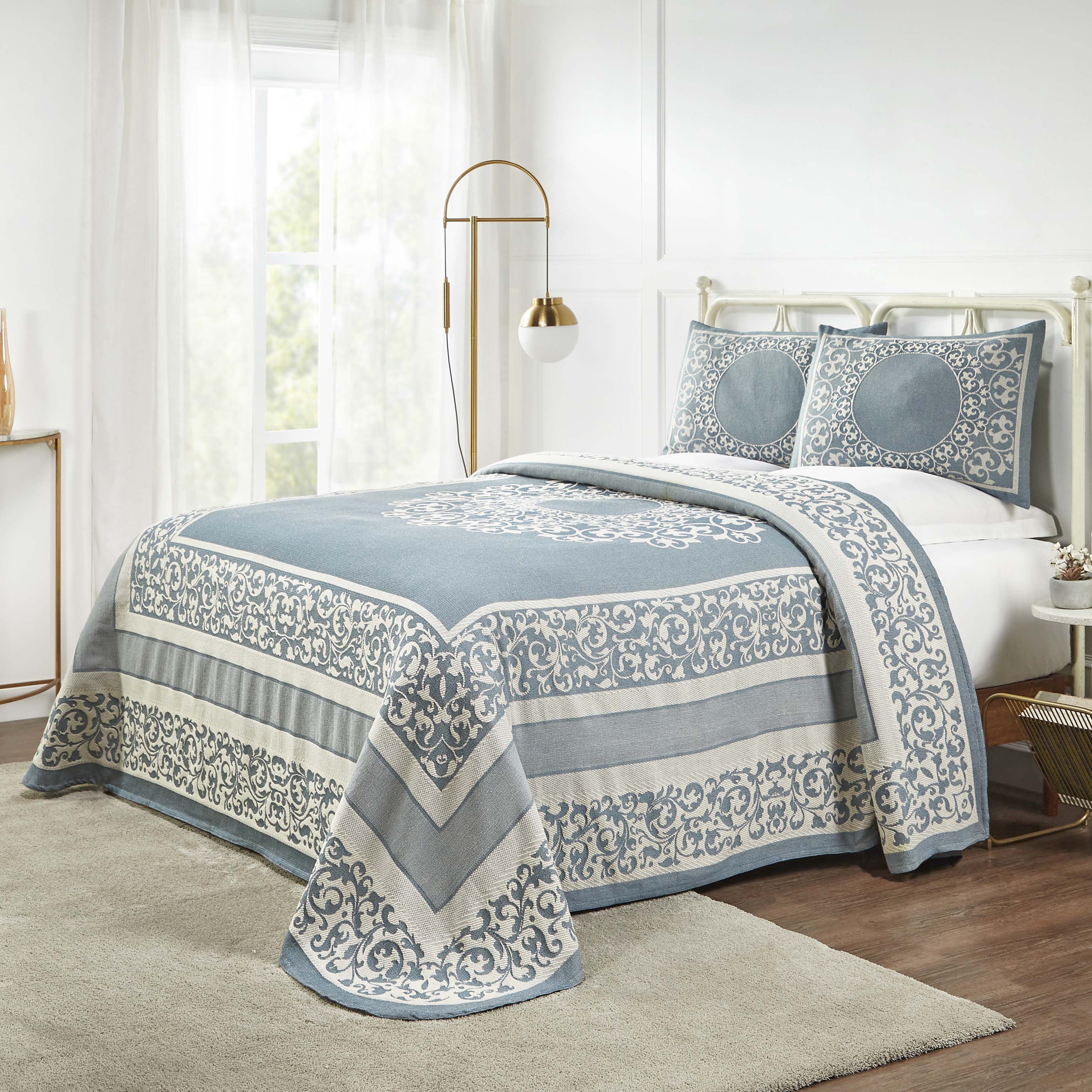 Boho Mandala Cotton Blend Woven Jacquard Bedspread Set - Queen Size, Soft & Breathable, Ethnic Home Decor for Bedroom, Living Room, Dorm or Yoga Studio