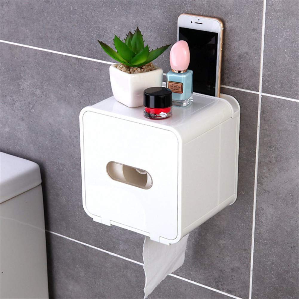 Waterproof Wall Mount Toilet Paper Holder - Square Bathroom Tissue Box Shelf for Kitchen & Bathroom Storage | Perfect for Bathrooms, Kitchens, and RVs