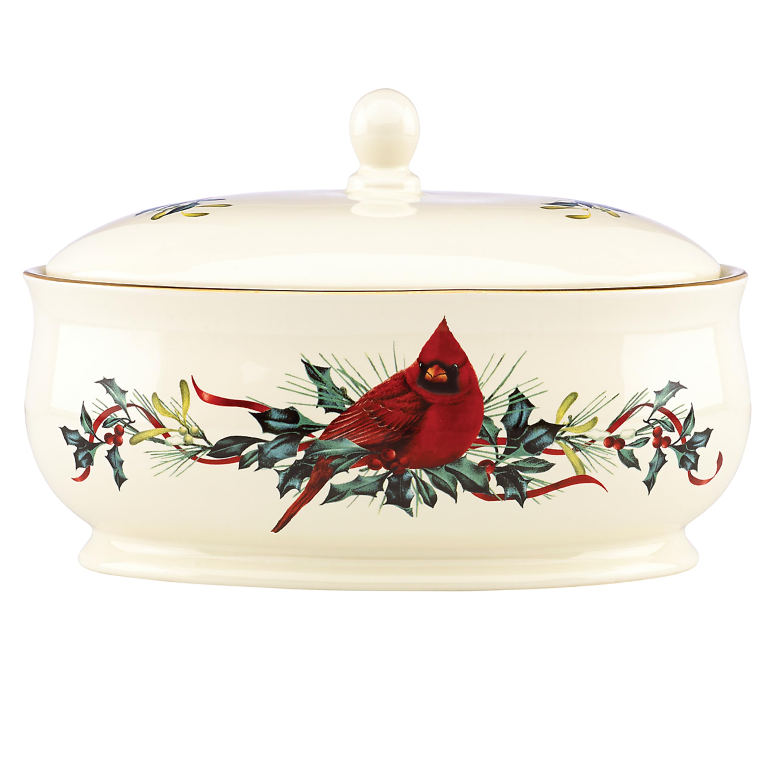Lenox 870601 Winter Greetings Covered Dish - Elegant Christmas Holiday Serving Bowl for Parties, Entertaining & Festive Gatherings - Perfect for Holiday Dinners, Buffets & Gift Giving