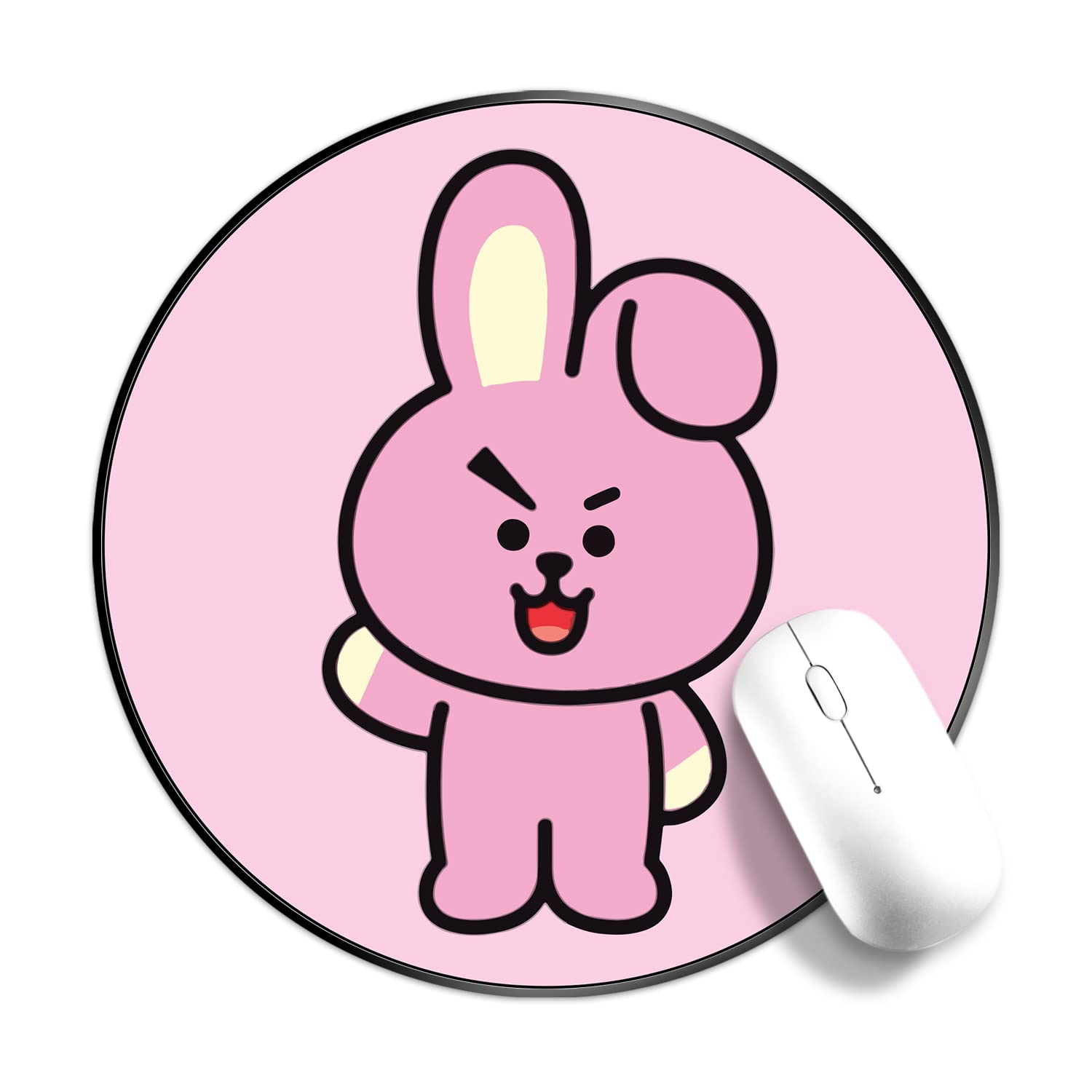 Kpop BTS Army Mouse Pad - Cute Cartoon Anime Non-Slip Round Rubber Desk Mat for Laptop & Computer (Cooky BT21 Character) - Perfect for Kpop Fans, Gaming & Office Work