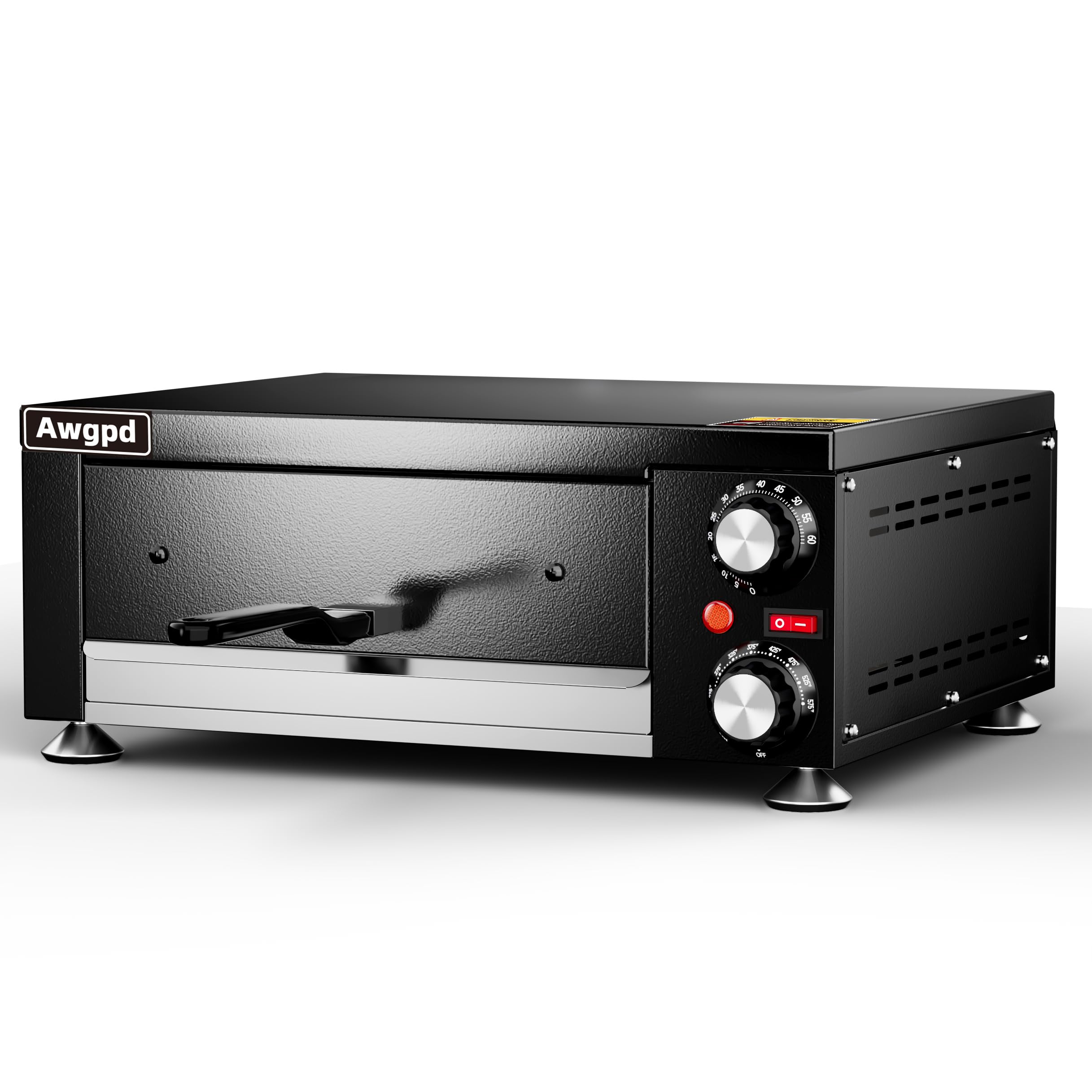 Electric Pizza Oven - Stainless Steel Countertop Pizza Maker with Timer for Home & Commercial Use | Perfect for Indoor Cooking, Restaurants, Parties & Family Gatherings (Black)