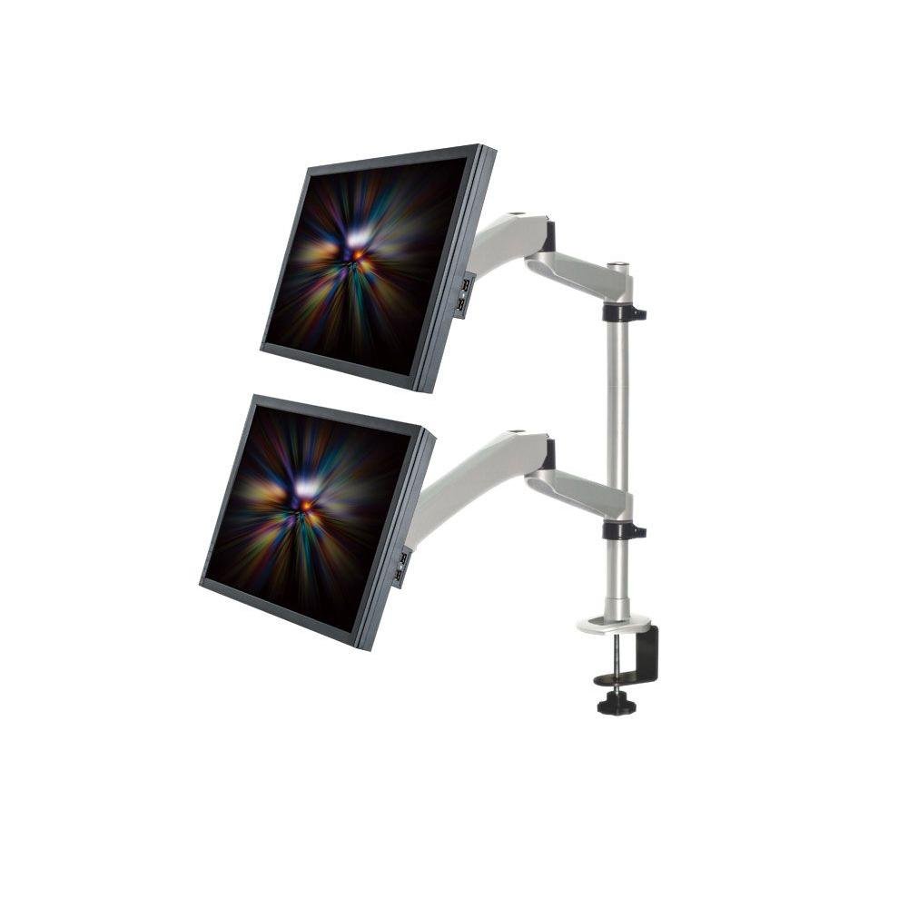 Cotytech Dual Monitor Desk Mount Stand - Adjustable Spring Arm with Quick Release for Home & Office Workspace Setup