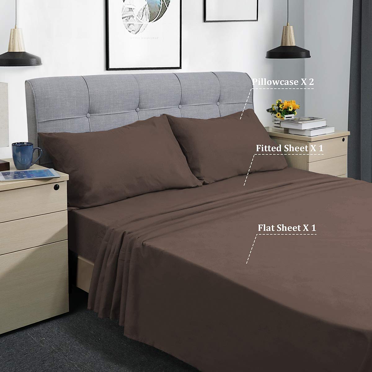Luxury 800 Thread Count Egyptian Cotton Bed Sheet Set - Super Soft 4-Piece Twin Size with 18