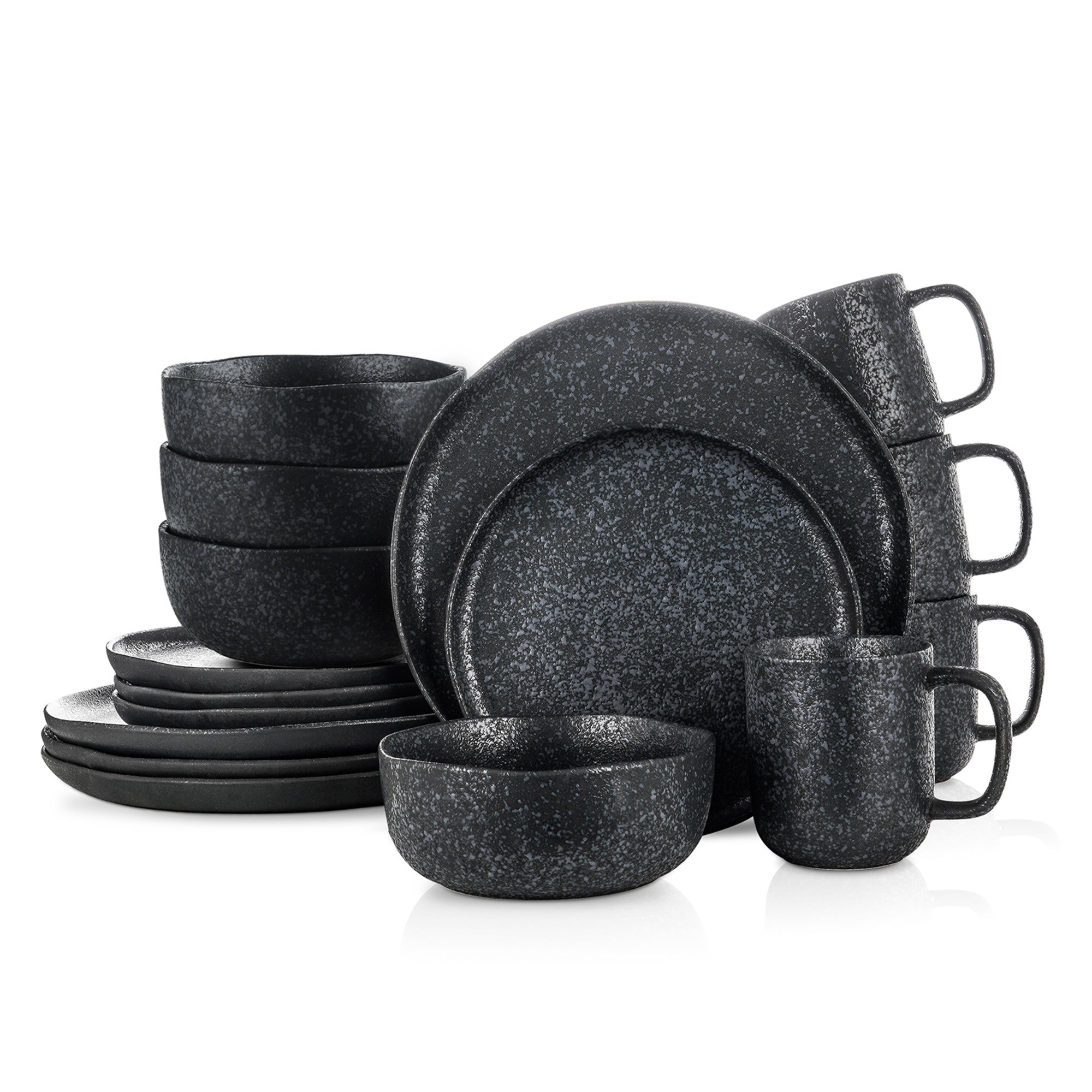 Premium Tom Stoneware Dinnerware Set - Elegant Black and White Reflection Design for Modern Dining | Perfect for Dinner Parties, Family Gatherings & Restaurant Use