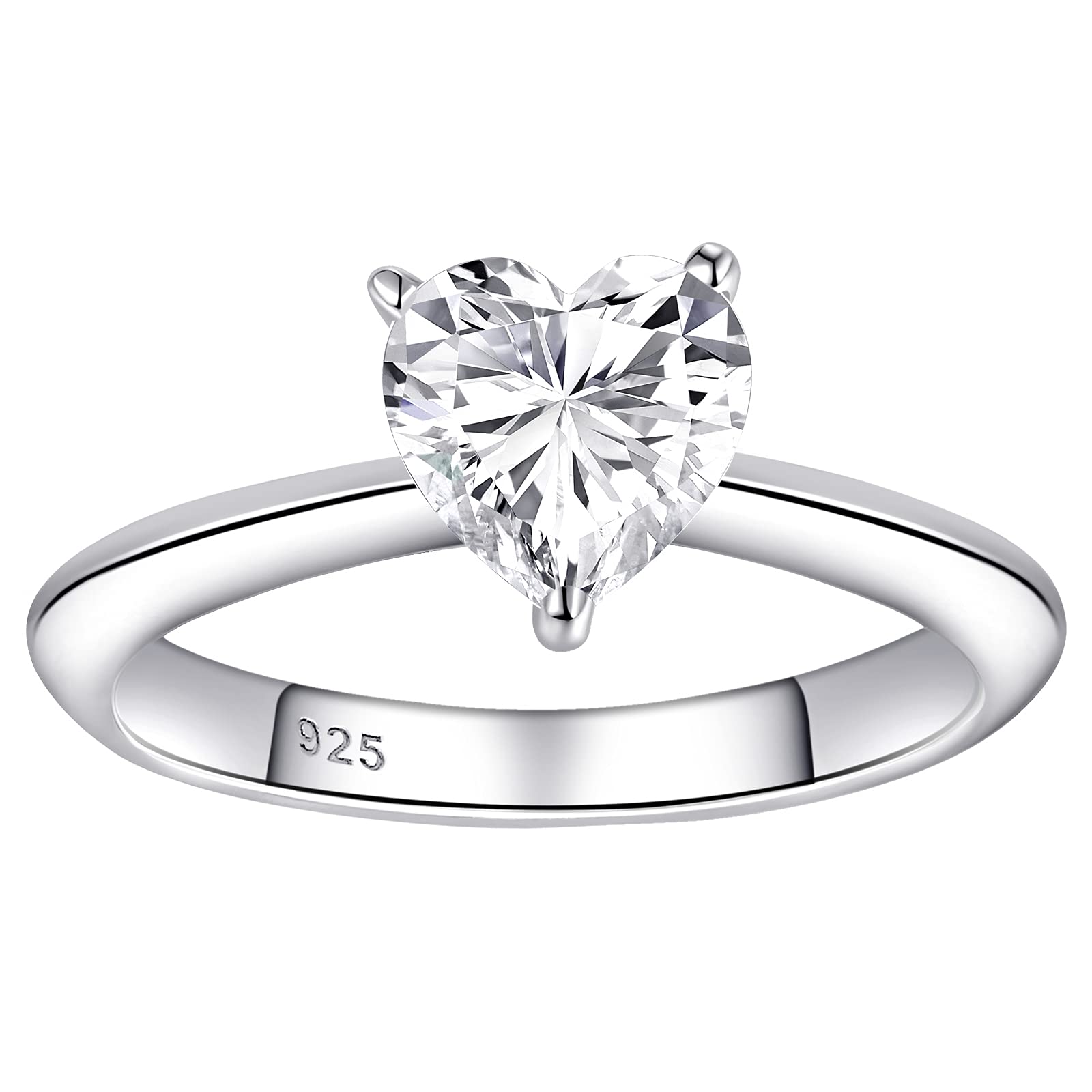 Newshe 925 Sterling Silver Women's Wedding Engagement Rings - Round, Princess, Heart & Oval Solitaire Bridal Bands (5A CZ, Size 4-13) | Perfect for Proposals, Anniversaries & Romantic Occasions