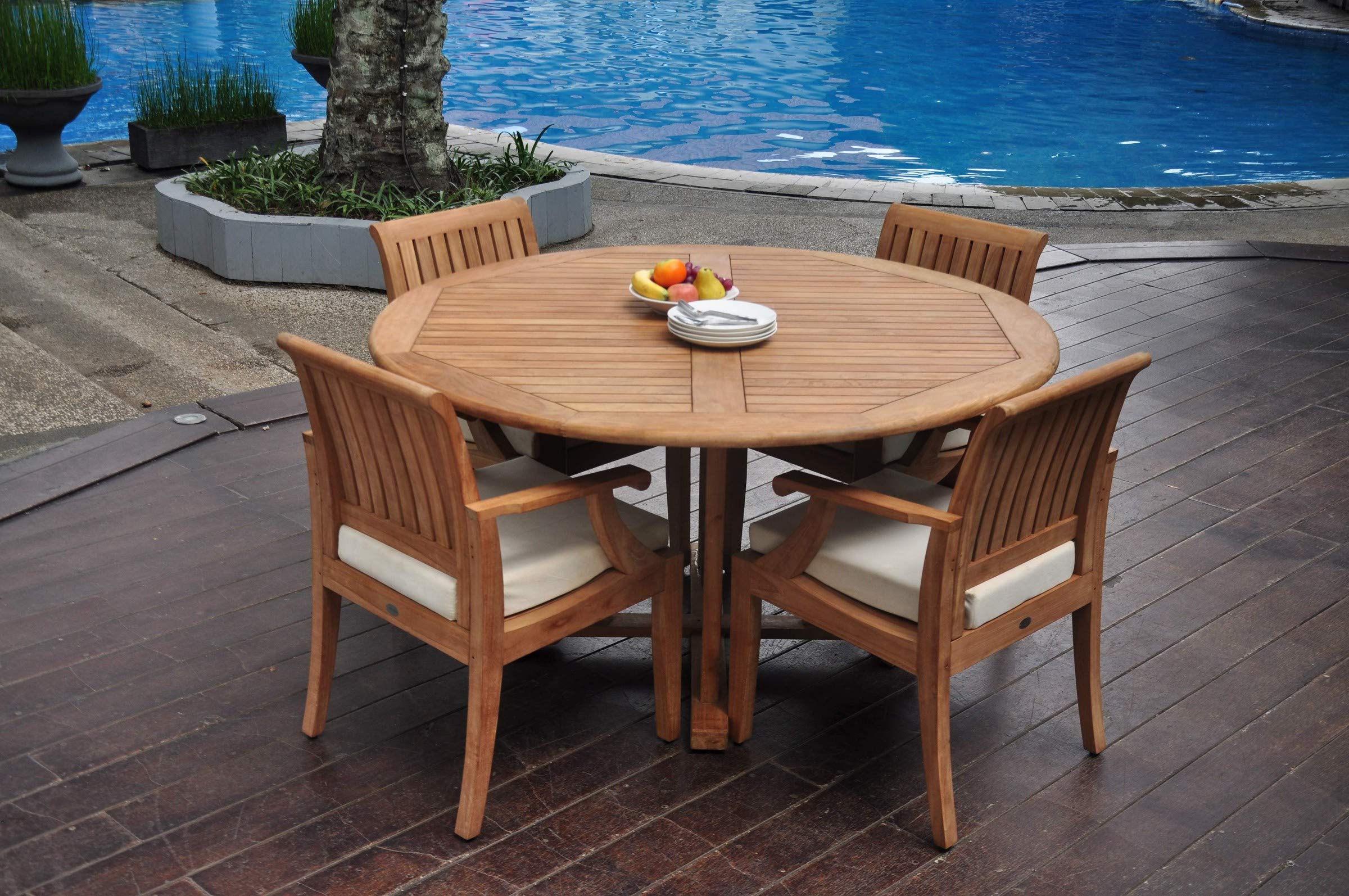 Premium 4-Seater 5-Piece Teak Wood Dining Set with 60