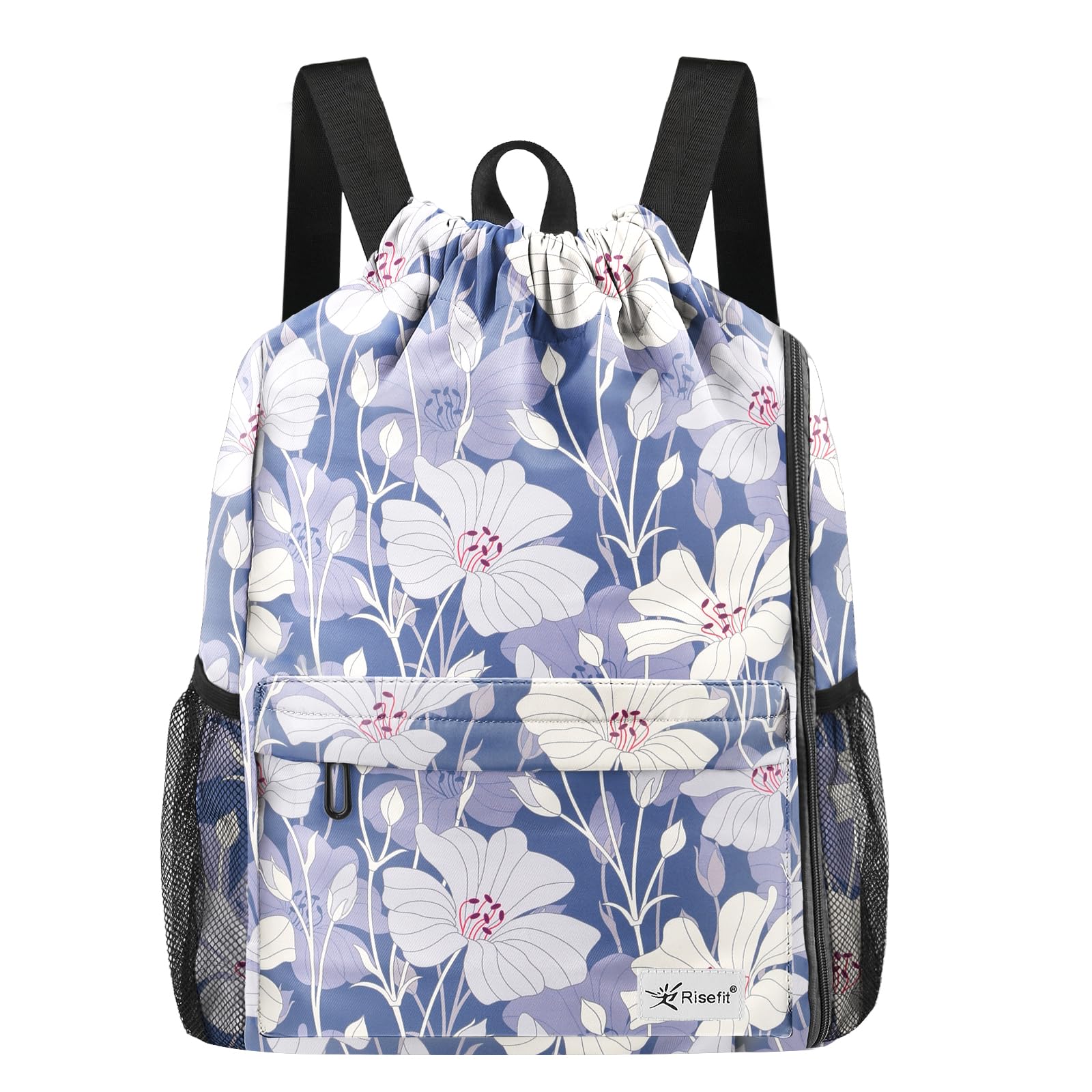 Drawstring Backpack with Mesh Pockets - Water Resistant Gym & Beach Bag for Men & Women - Perfect for Sports & Travel