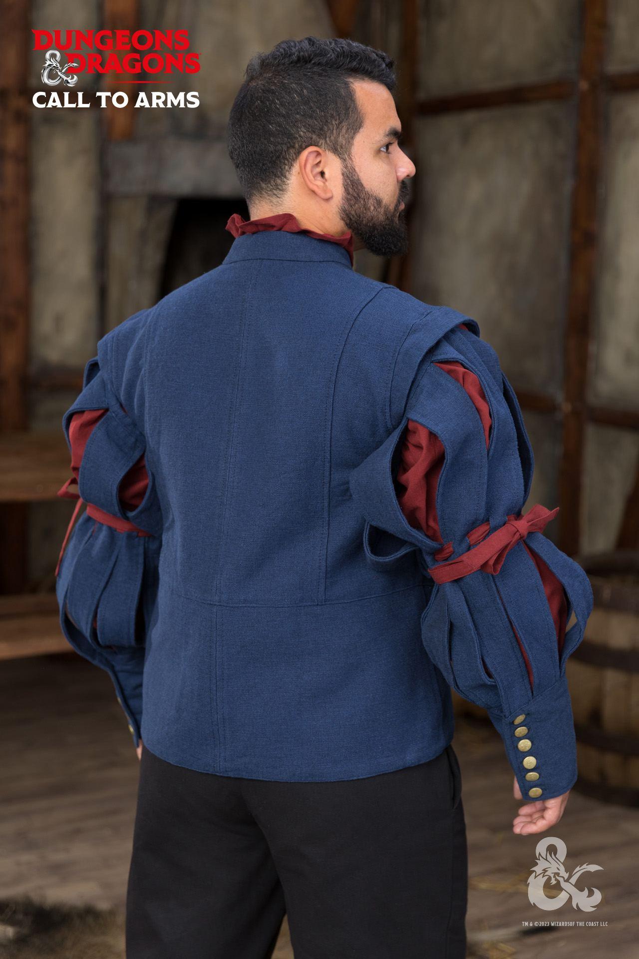 Dungeons & Dragons Bard Jerkin Blue - Medieval Fantasy LARP Costume for Cosplay, Renaissance Fairs & Tabletop RPG Gaming