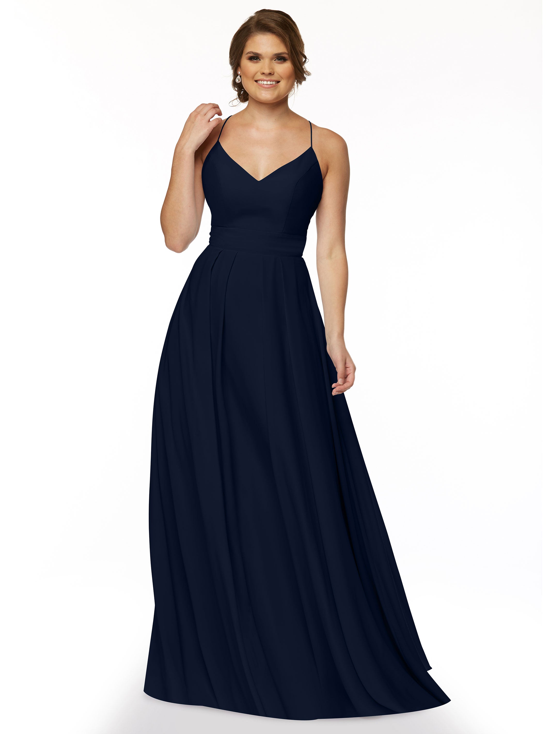 Elegant 83027 Stretch Chiffon A-Line Bridesmaid Dress with Pleats - Perfect for Weddings, Formal Events & Special Occasions