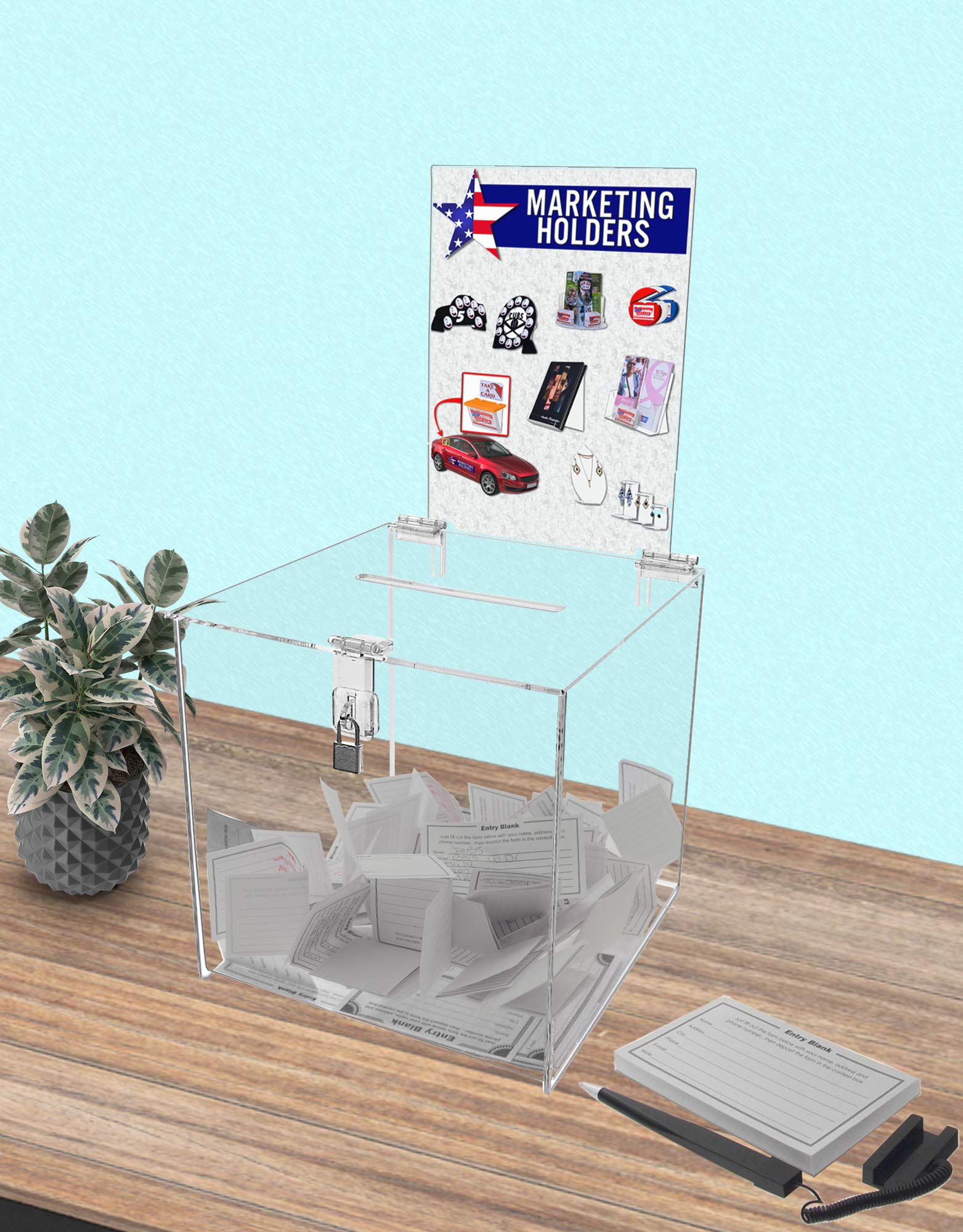 Secure Locking Ballot Box with Removable Sign Header - 12