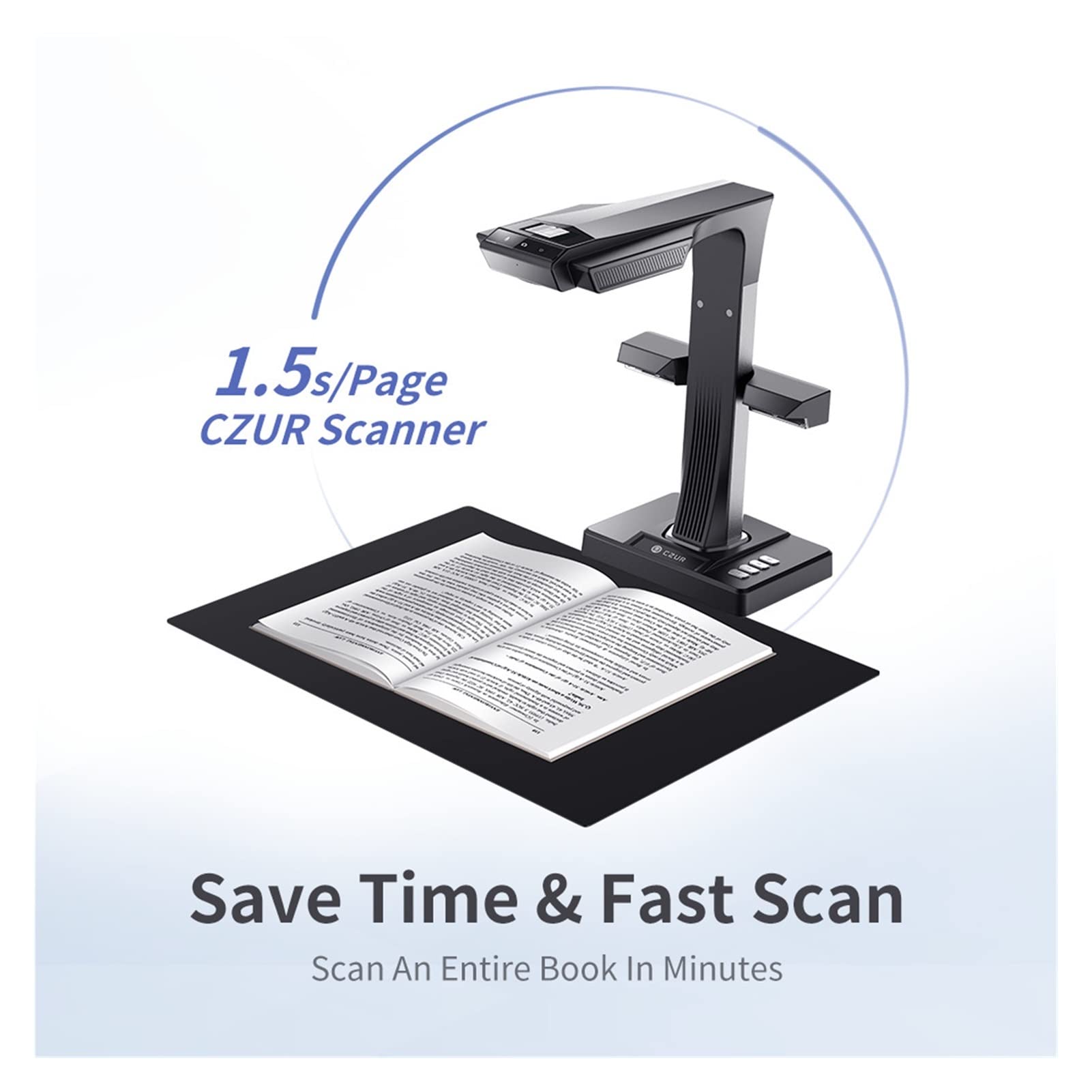 KOVOSCJ ET18 Pro A3 A4 Book Scanner - High-Speed Document Scanner with OCR, WiFi, Mac & Windows Compatible - Convert to PDF, Searchable PDF, Word, TIFF - Black (EU Plug) - Perfect for Office, Library & Home Document Digitizing