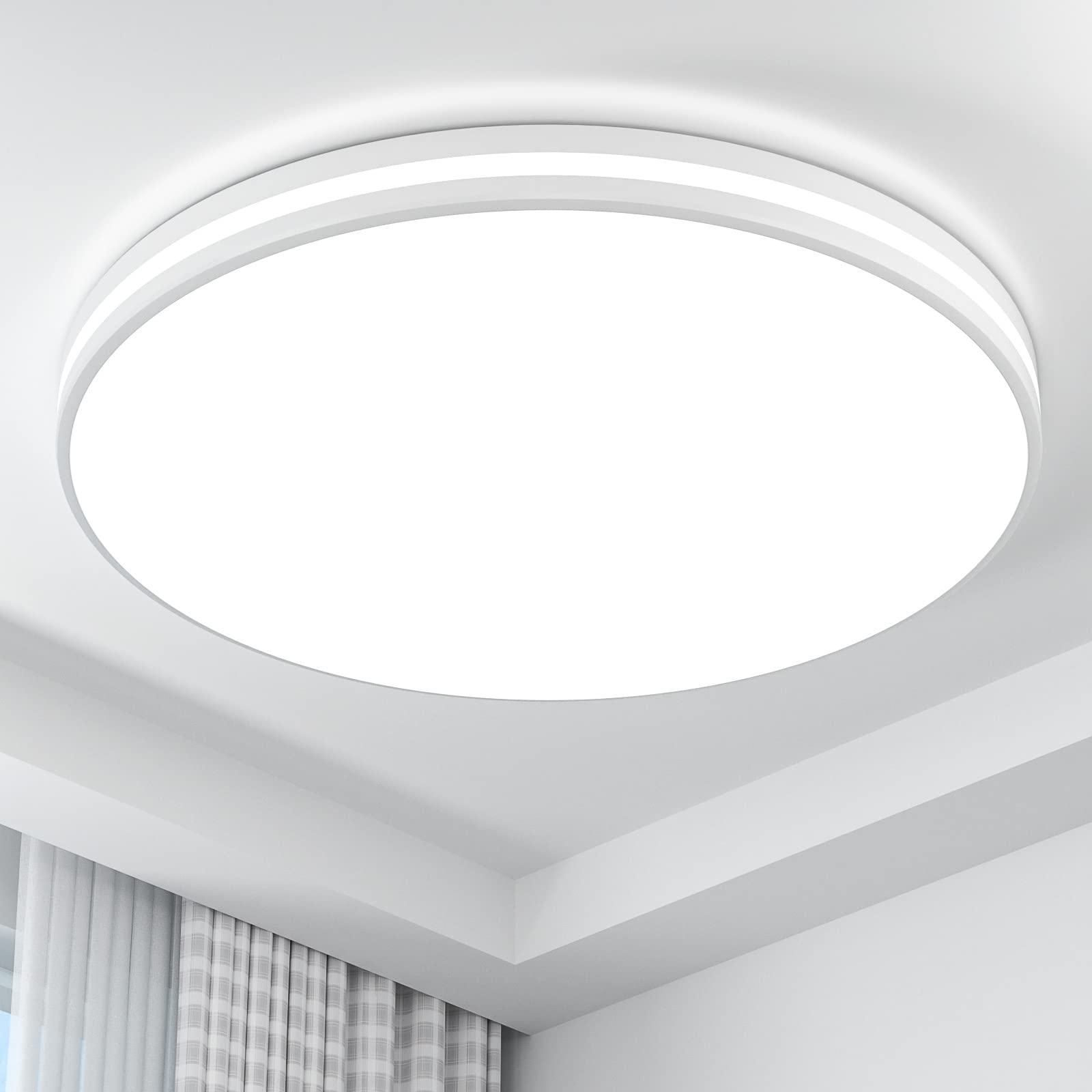 24W LED Ceiling Light Fixture - Flush Mount Daylight White Bathroom Lighting for Bedroom, Living Room & Kitchen | Dimmable Energy-Saving Lamp for Home & Office Use
