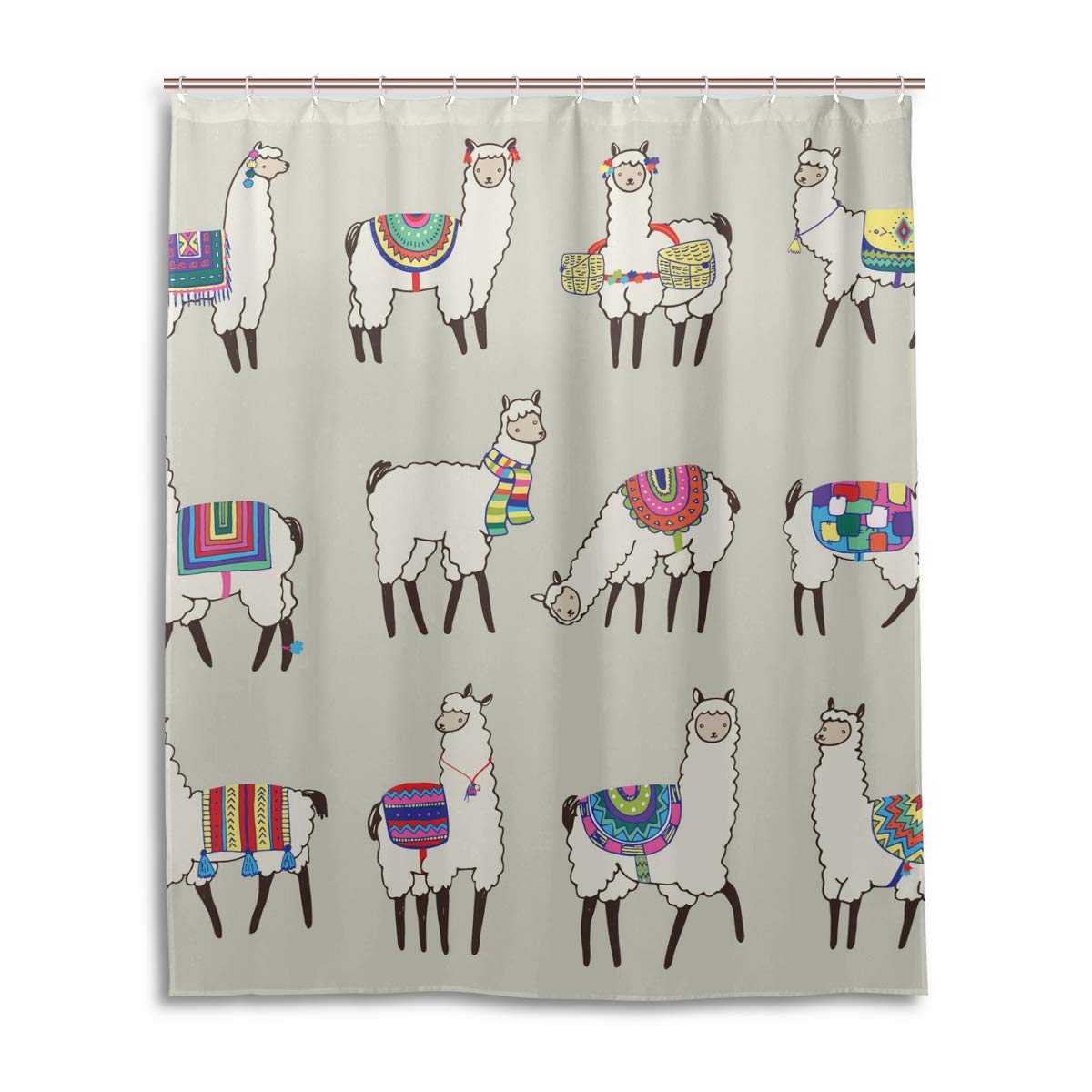Vintage Retro Peru Llama Waterproof Shower Curtain 60x72 Inch - Waterproof Bathroom Decor for Farmhouse, Boho & Rustic Style Homes