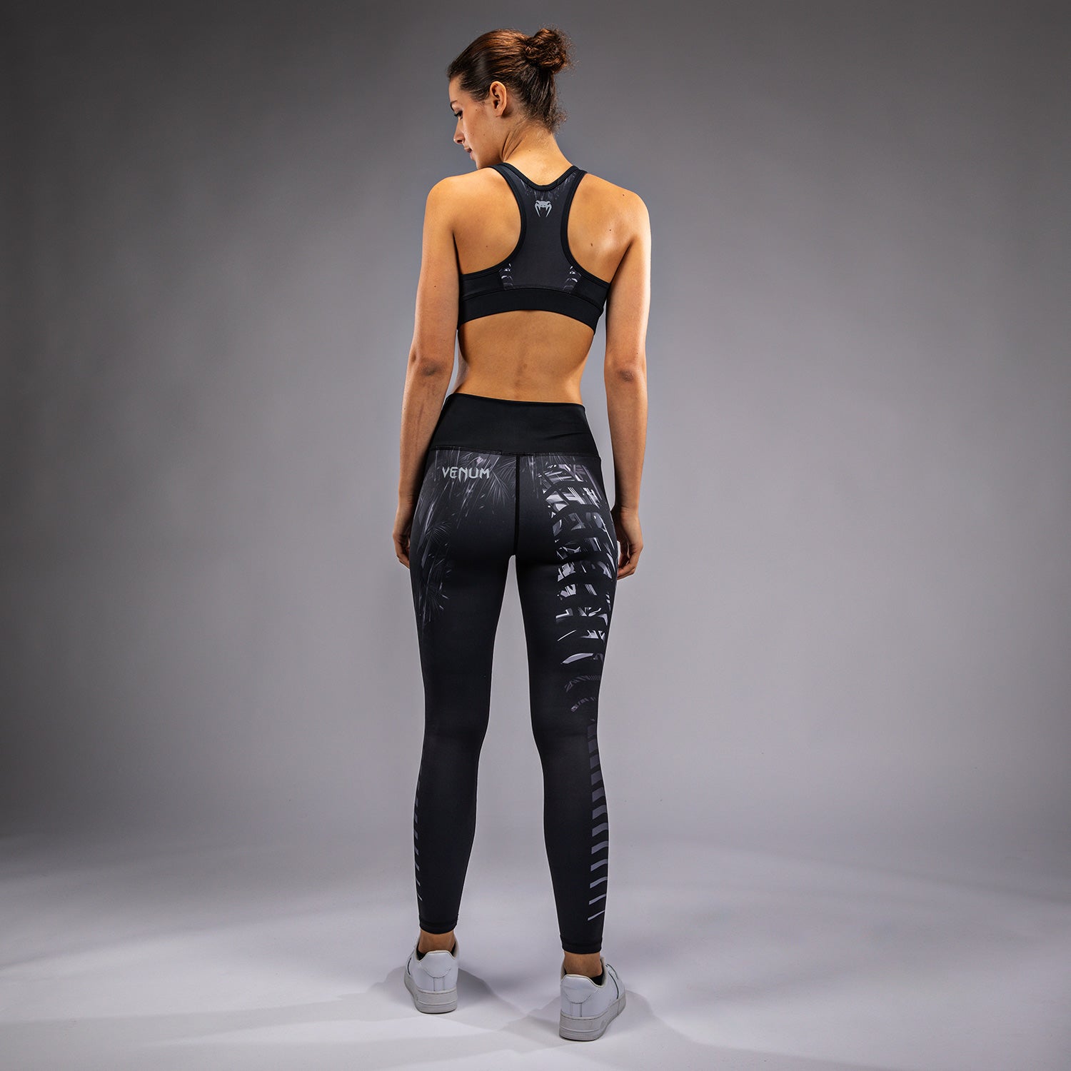Venum Tiger Women's Workout Leggings - Black/Silver - High Waist Yoga Pants for Gym, Running & Fitness Training