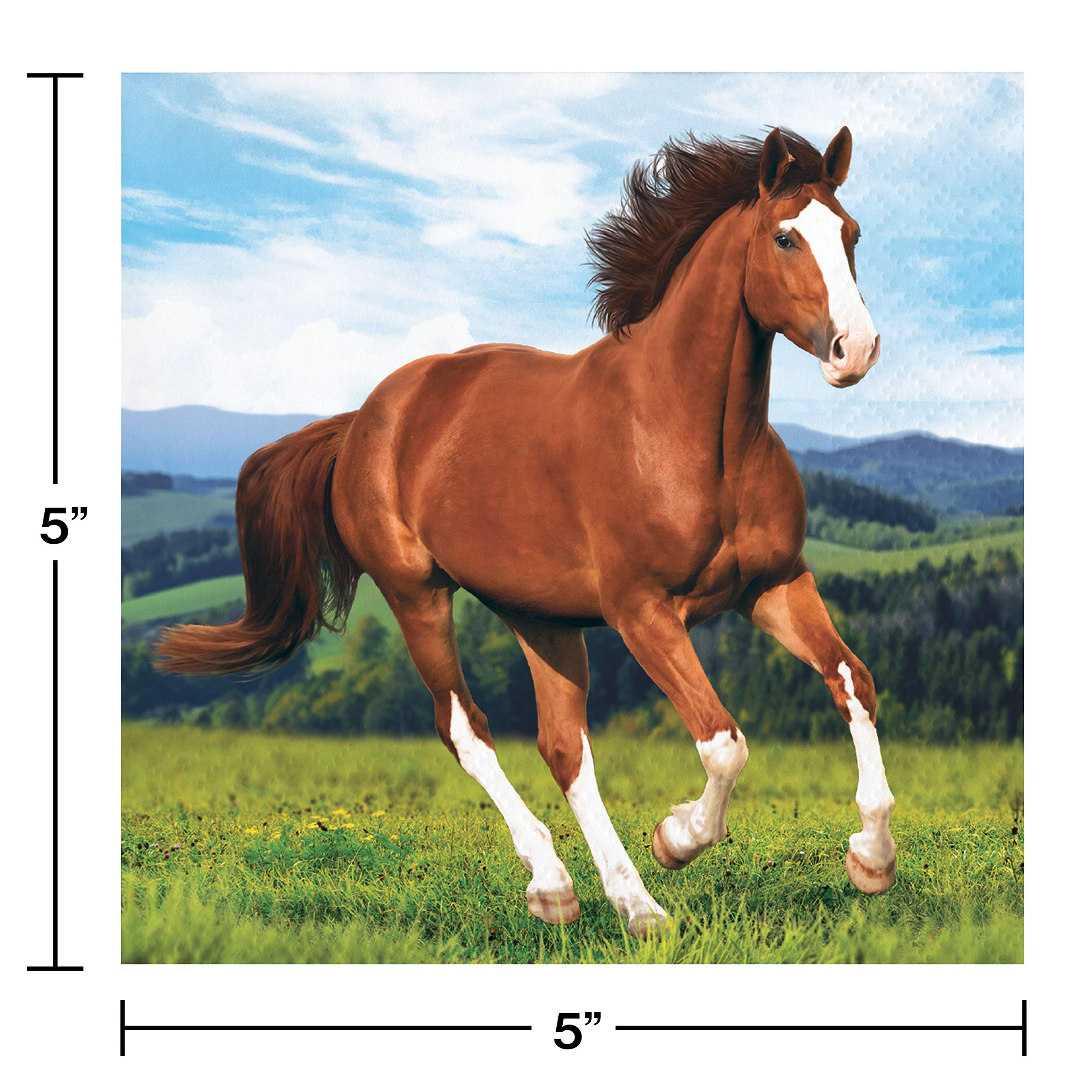 Premium Wild Horse Beverage Napkins - 16 Count, Eco-Friendly Paper Cocktail Napkins for Parties, Weddings, and Home Entertaining