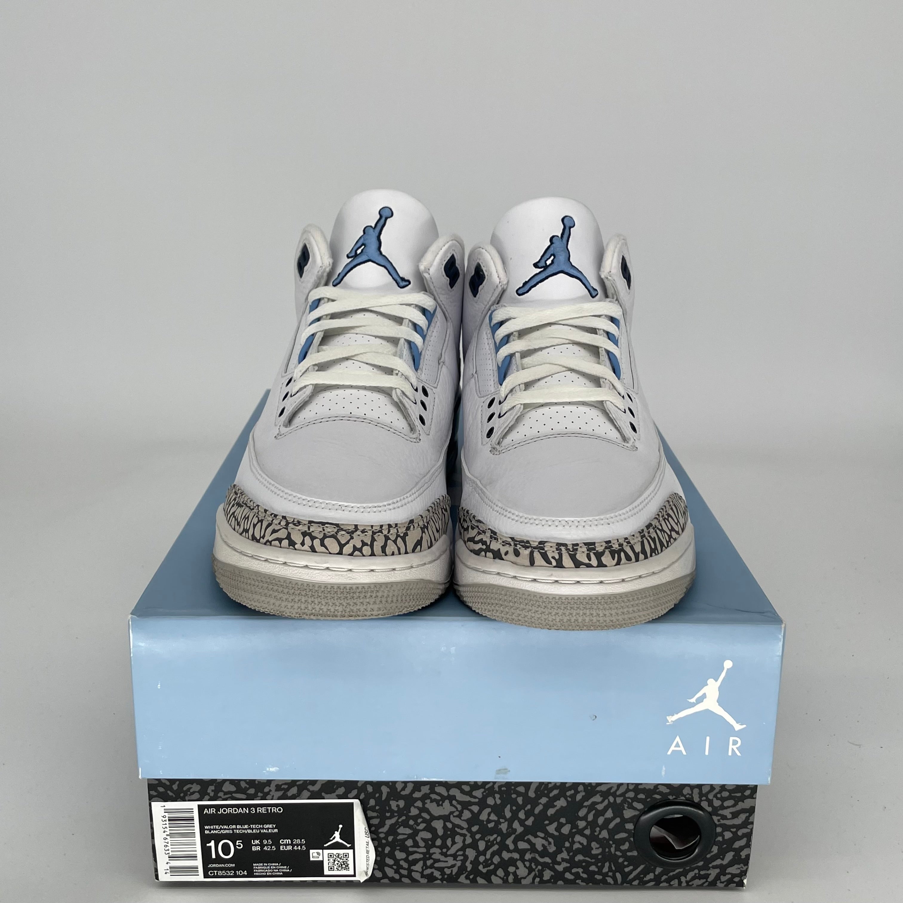 AIR JORDAN 3 UNC Men's Basketball Shoes Size 10.5 - CT8532-104 Blue & White Retro Sneakers for Running, Gym & Streetwear Fashion
