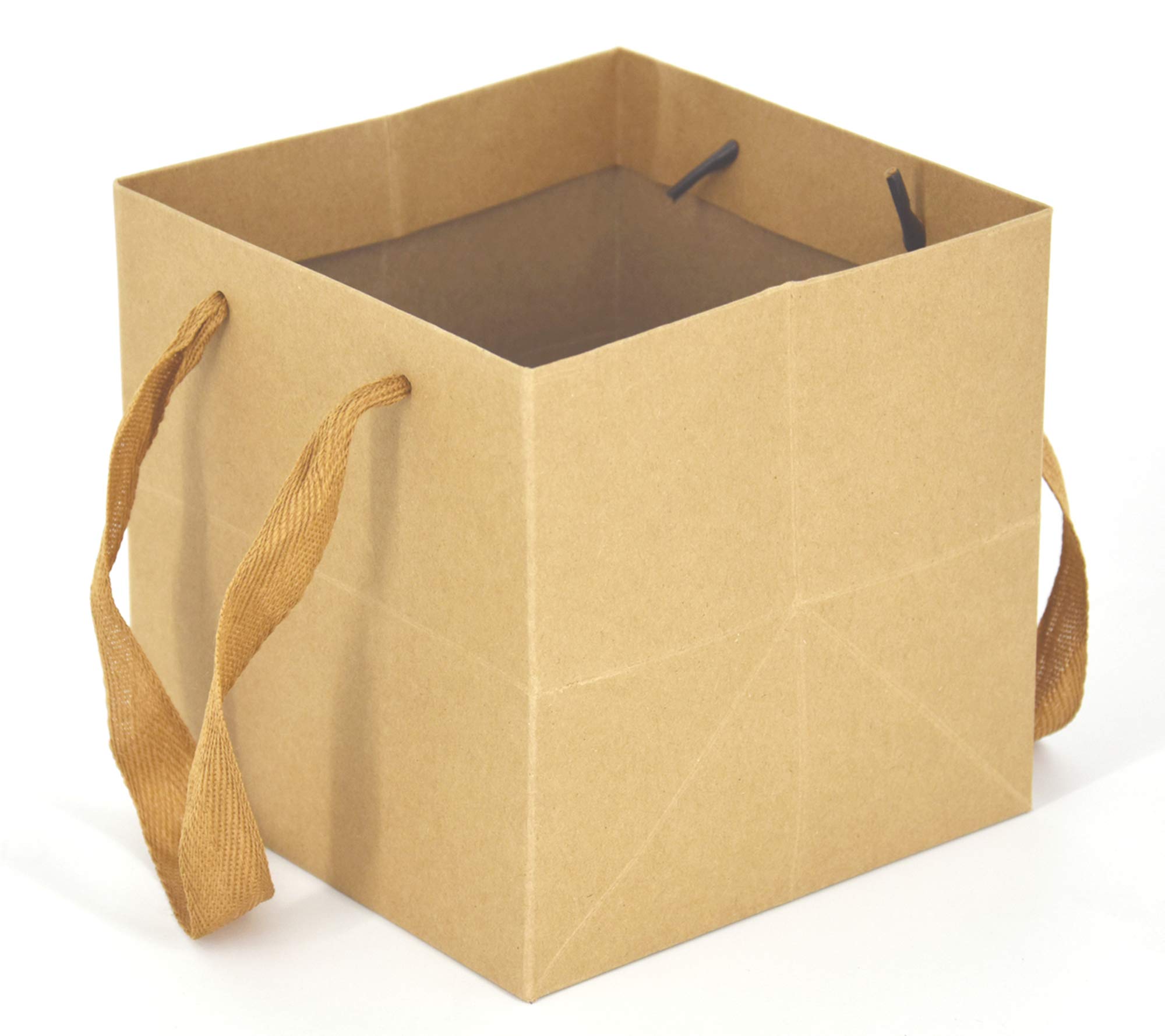HUAPRINT 24 Pack Brown Kraft Paper Gift Bags with Handles - 6x6x6 Inch Heavy Duty Reusable Shopping Bags for Grocery, Retail, Wedding Favors & Party Packaging - Eco-Friendly Square Business Gift Bags for Stores, Events & Home Organization