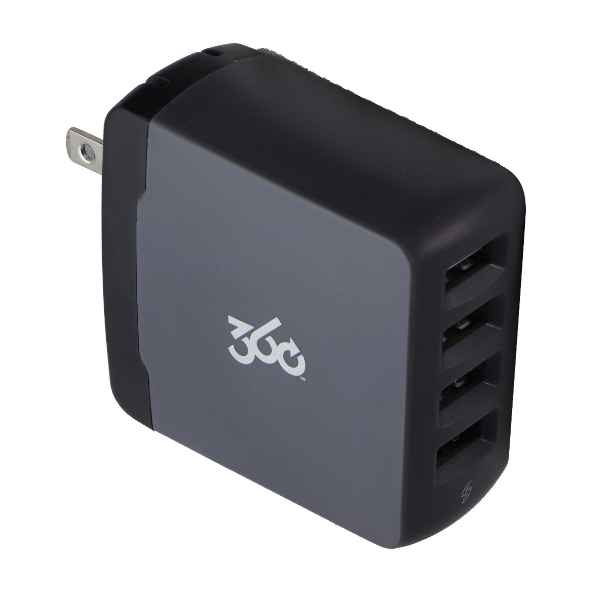 360 Electrical Vivid 8.0 4-Port USB Wall Charger with 2.4A Fast Charging - Compact & Powerful for iPhone, Android, iPad, Tablets - Perfect for Home, Office, Travel (Gray/Black, Model 360542)