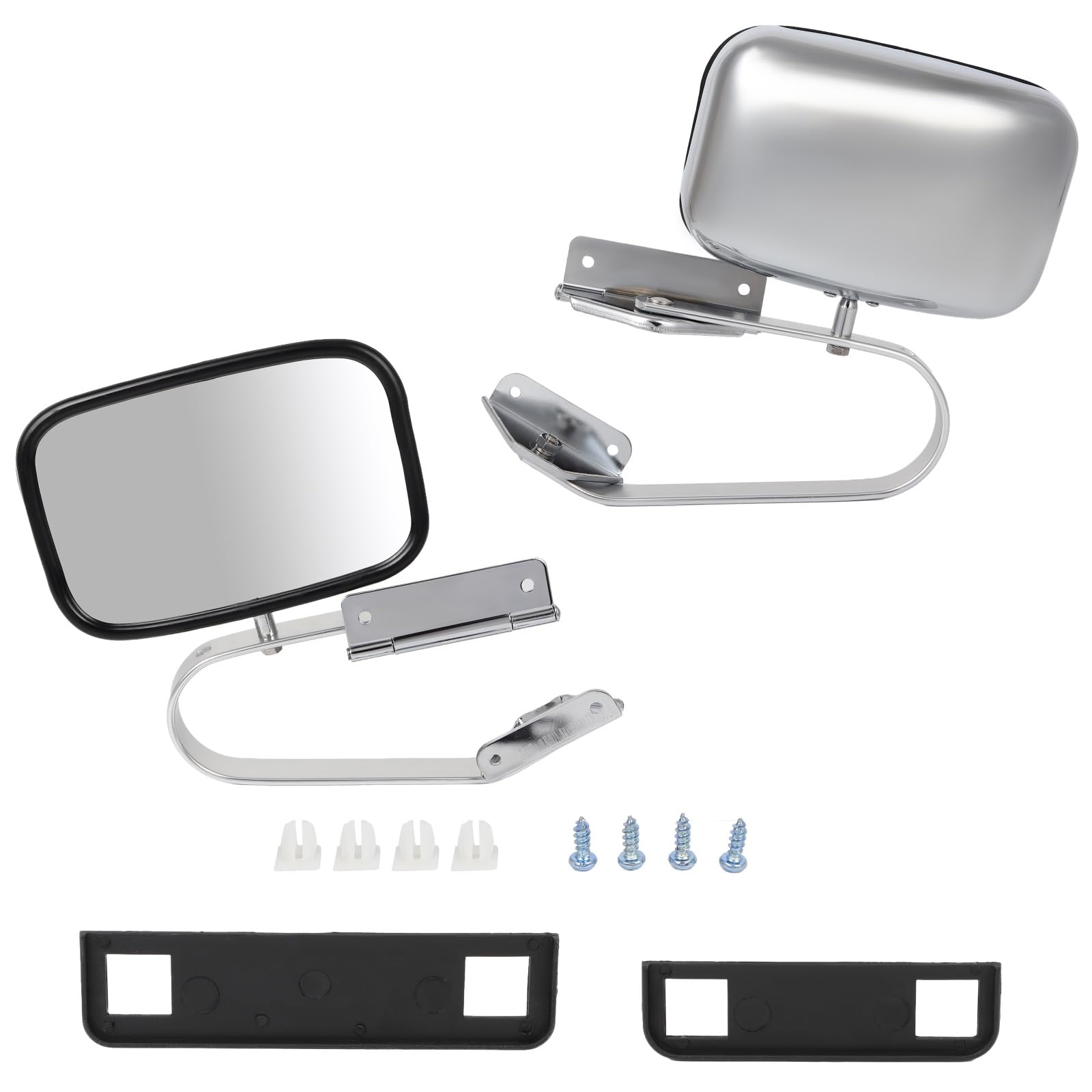 SCITOO Chrome Side View Mirror Pair Replacement for Ford F150 F250 F350 F450 Ranger Bronco Explorer 1980-1996 - Durable Plastic Truck Pickup Mirrors for Enhanced Visibility & Safety While Driving