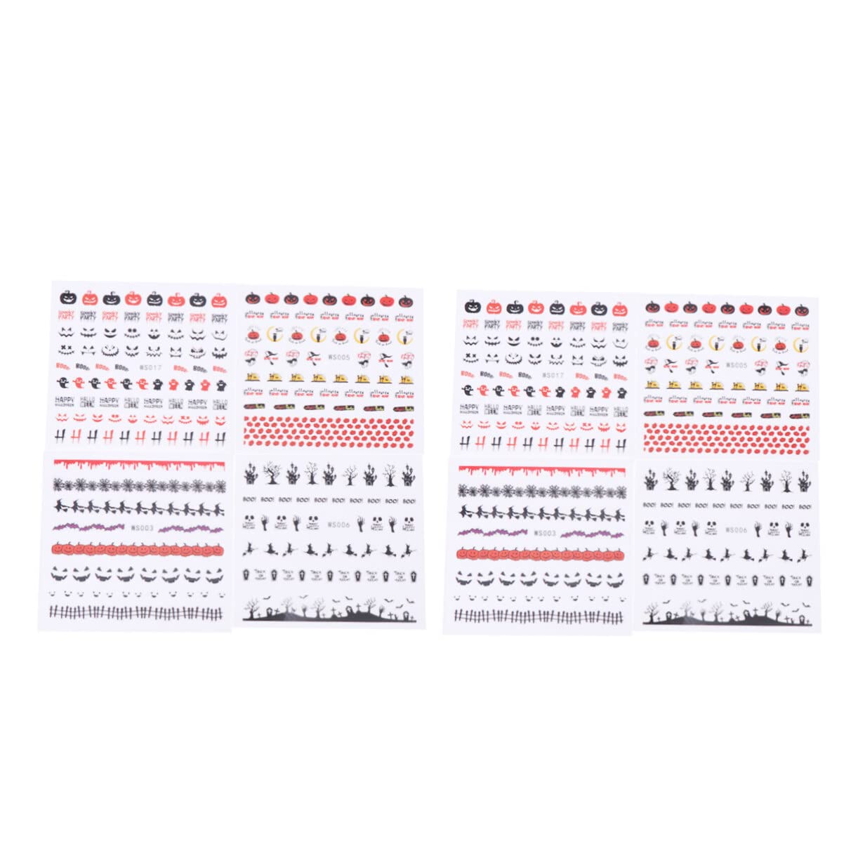 Spooky Halloween Nail Wraps for Kids & Women - 8 Sheets of Spider, Bat, Cat & Ghost Nail Stickers & Decals - Fun Temporary Nail Art for Halloween Parties & Costume Events