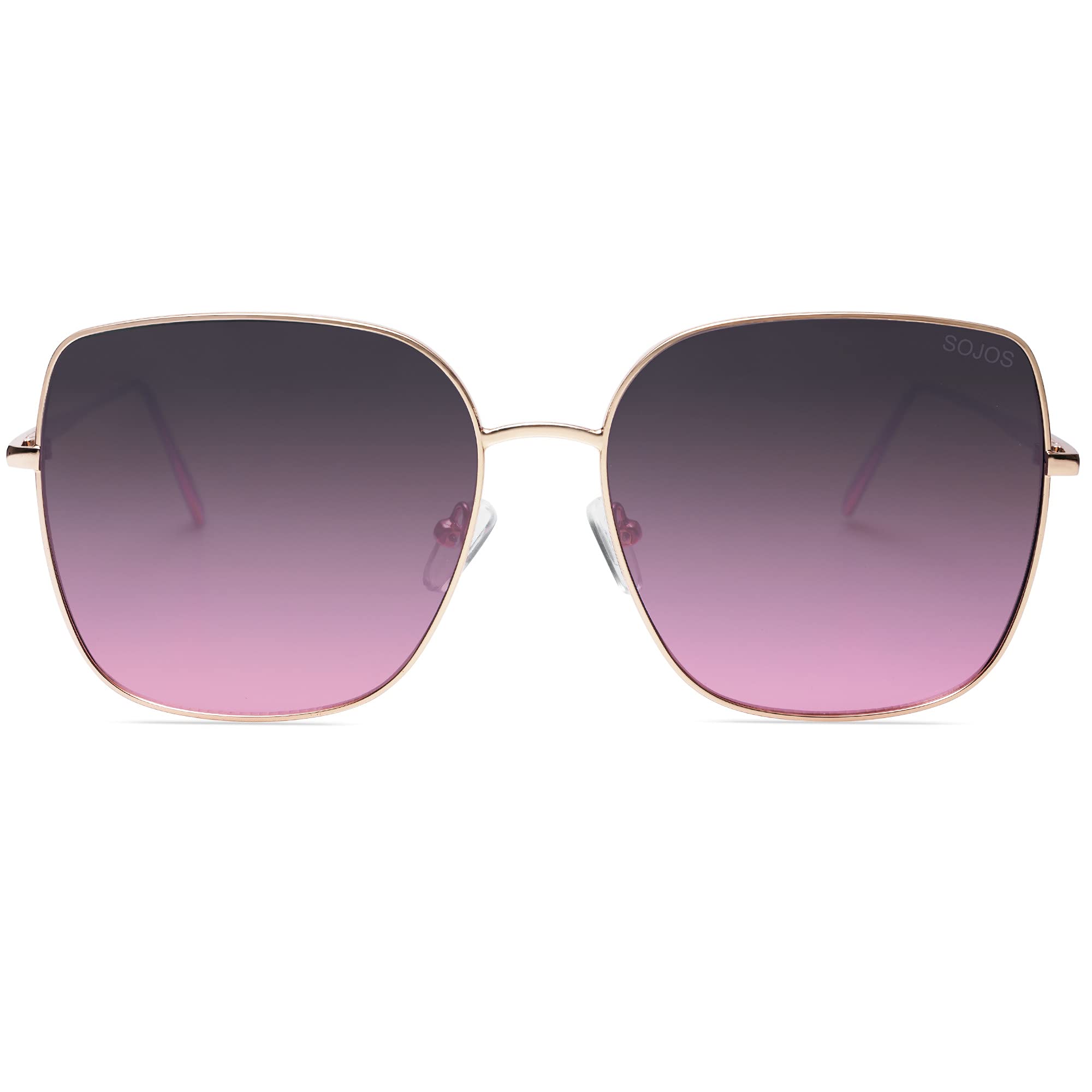 SOJOS SJ1146 Oversized Square Sunglasses for Women & Men - Retro Metal Frame, UV Protection, Flat Lens - Perfect for Driving, Beach, and Outdoor Activities